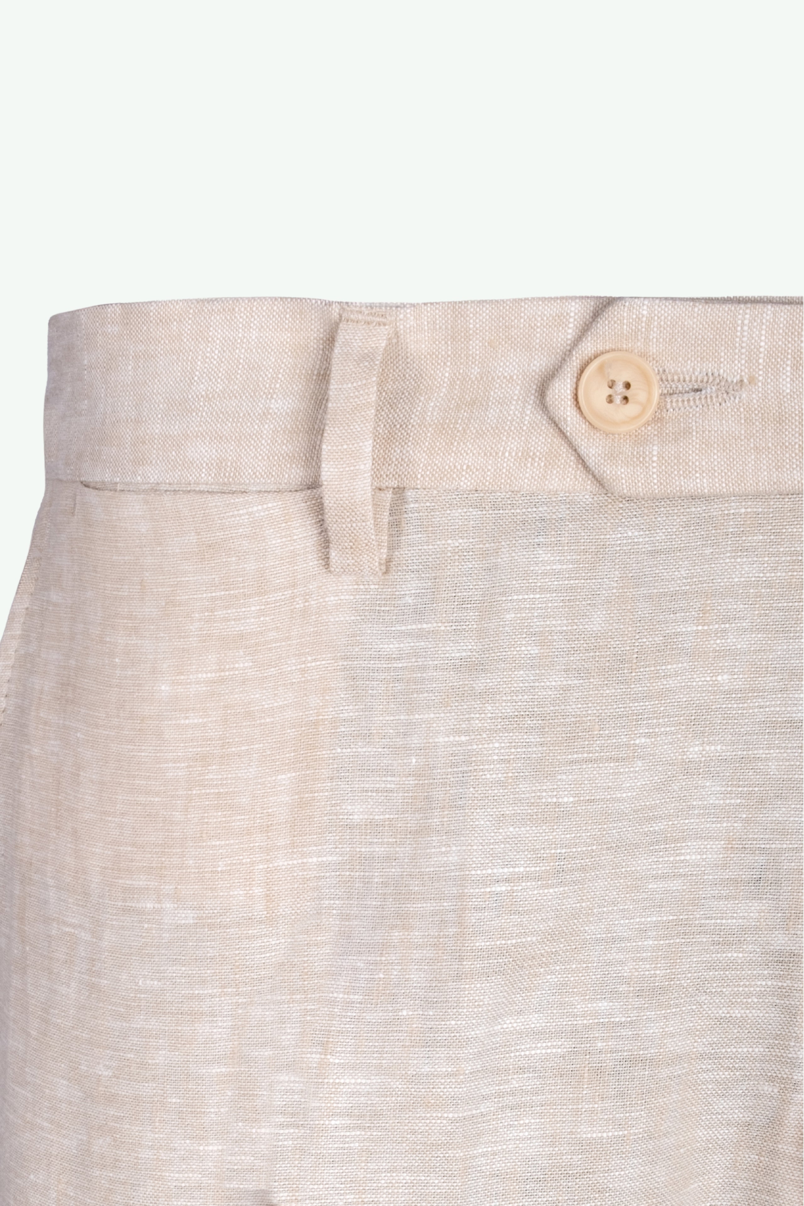 Pantalone Slim Fit in Lino con Pieghe - BEIGE