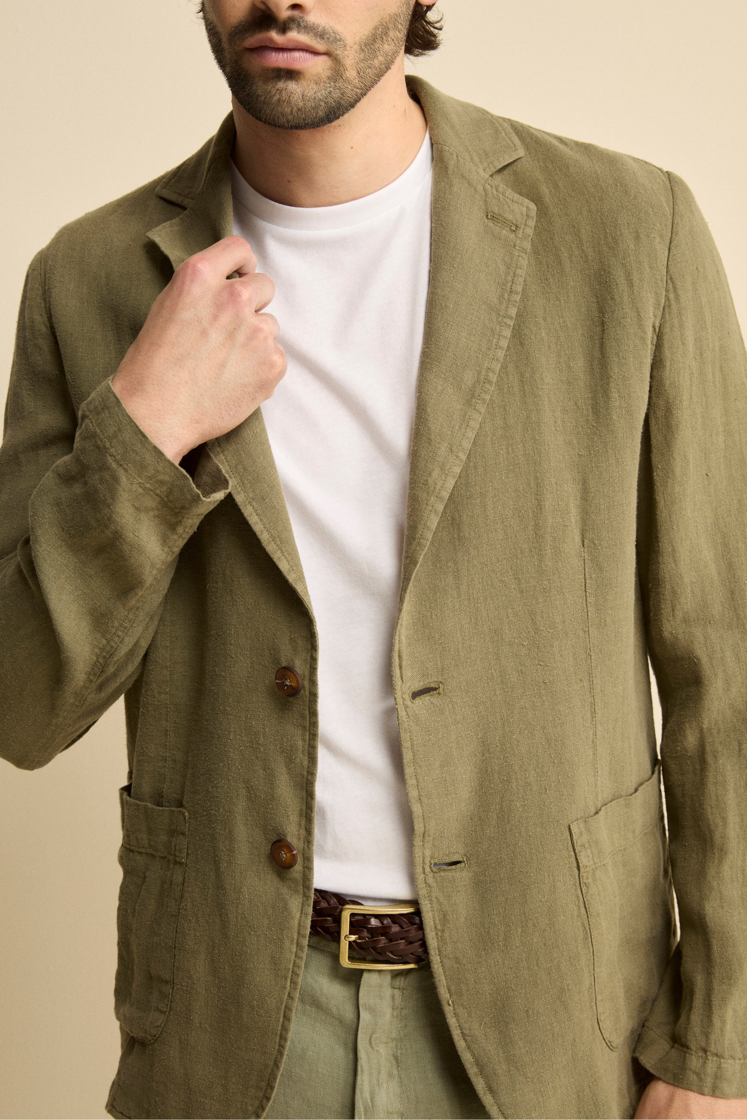 Giacca Verde in Lino - VERDE MILITARE