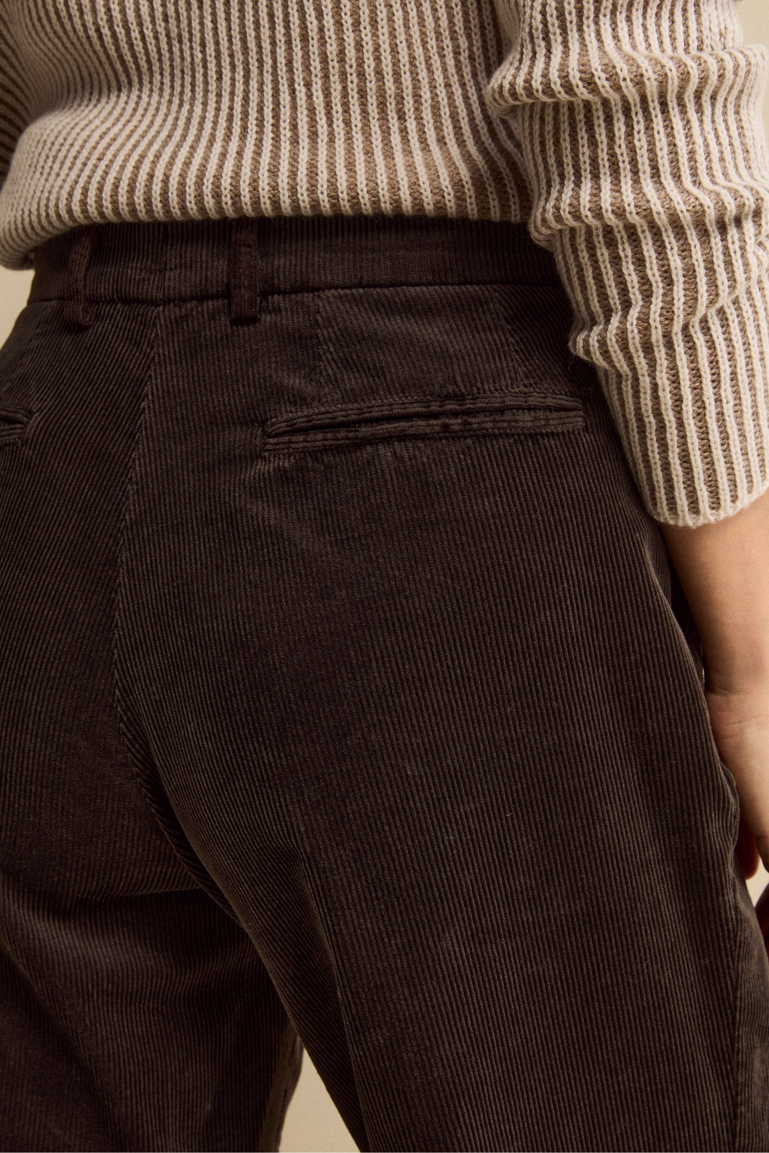 Pantalone Gamba Larga in Velluto a Coste - MARRONE