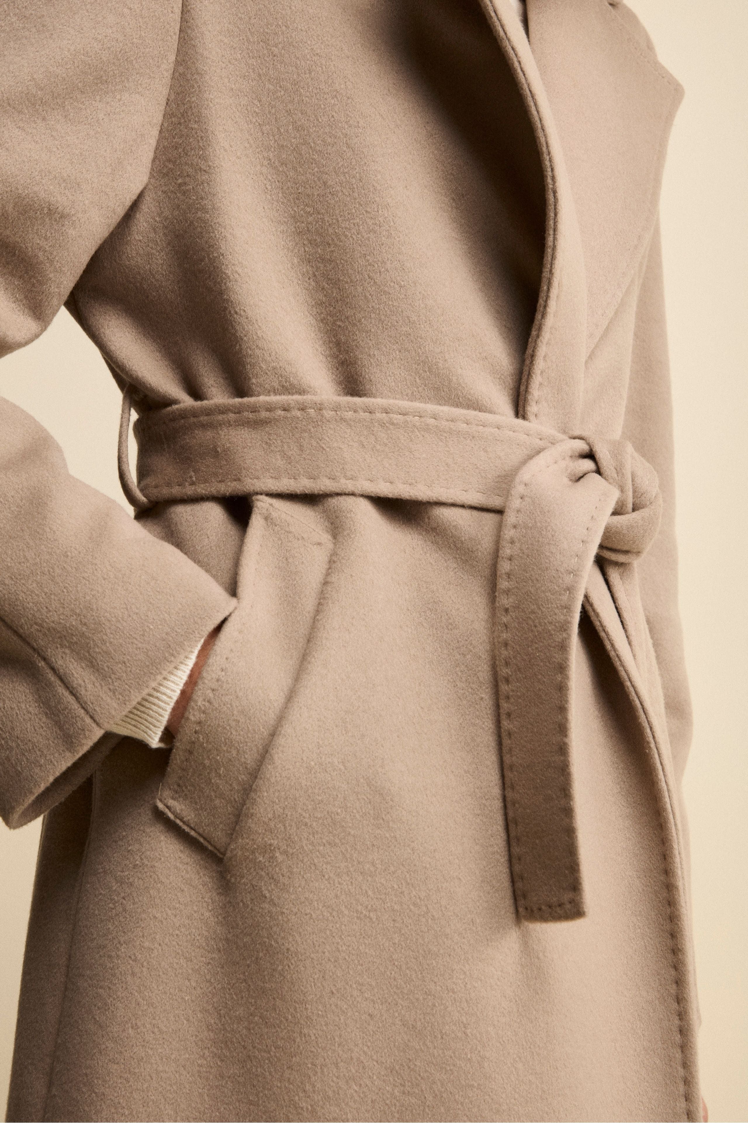 Cappotto lungo in lana e cashmere - NOCCIOLA