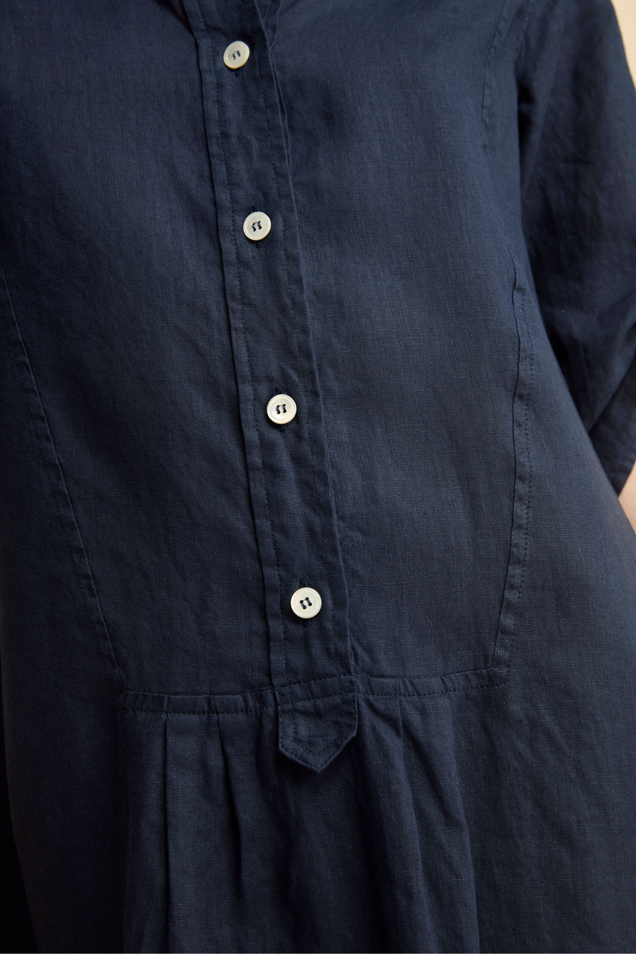 Abito Chemisier Ampio in Lino - BLU