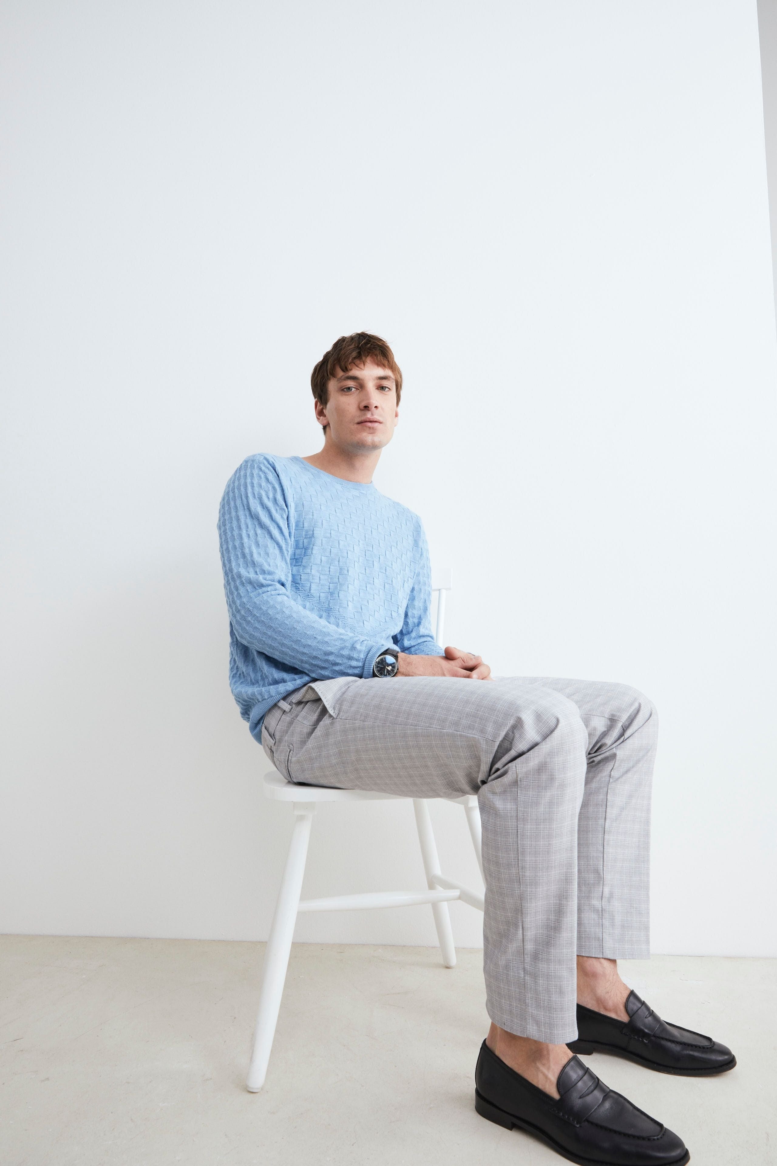 Pantalone microfantasia da uomo - GRIGIO QUADRI