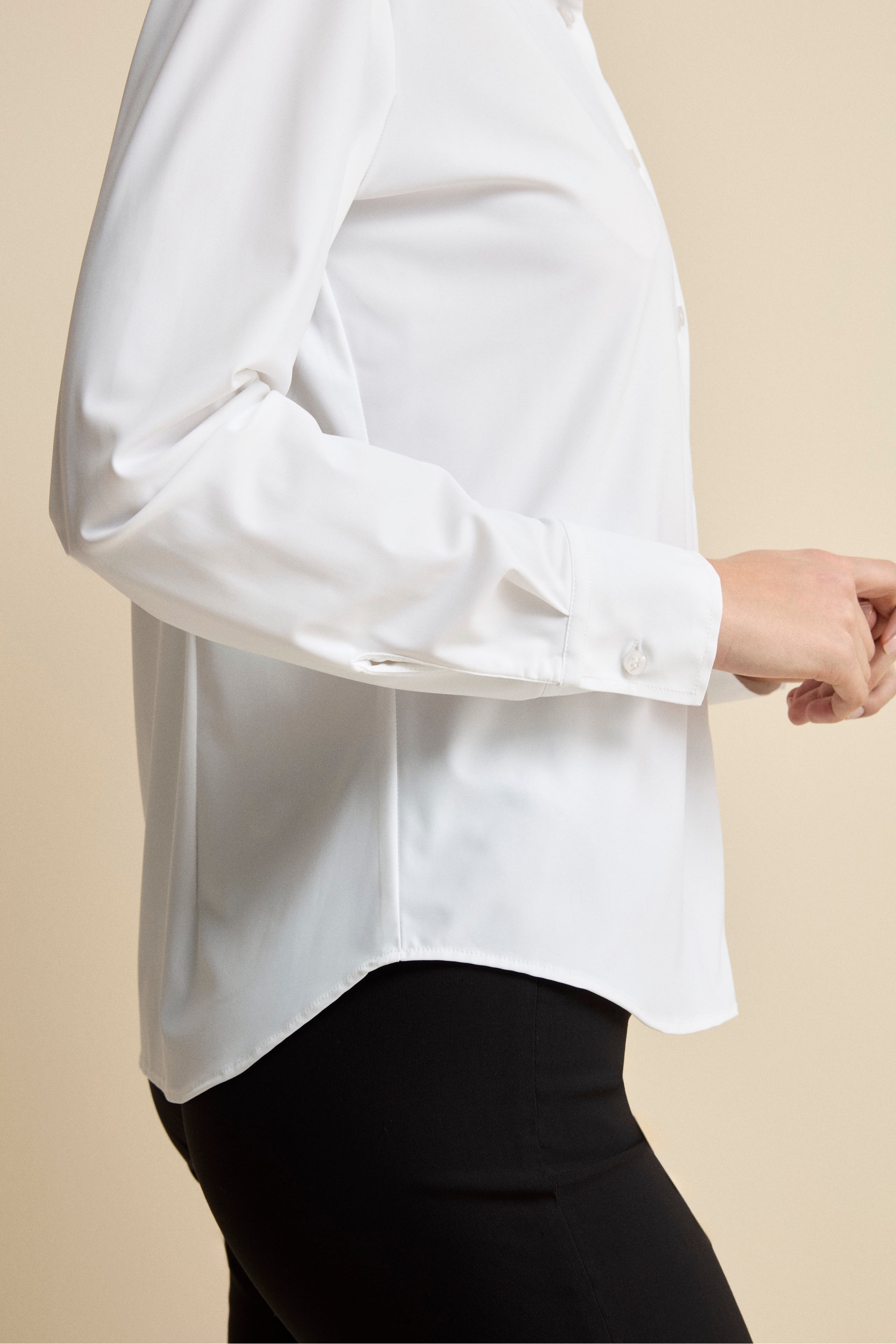 Camicia Jersey con Pinces - BIANCO