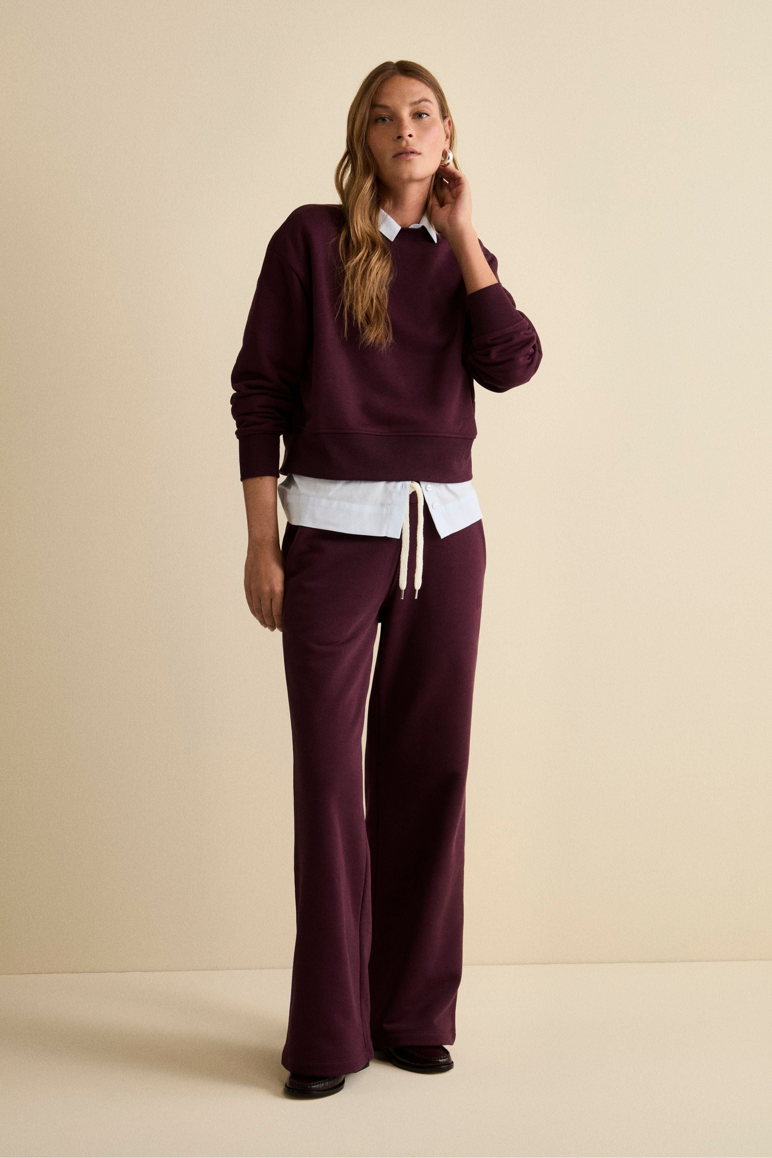 Pantalone Sportivo a Palazzo in Cotone - VINO