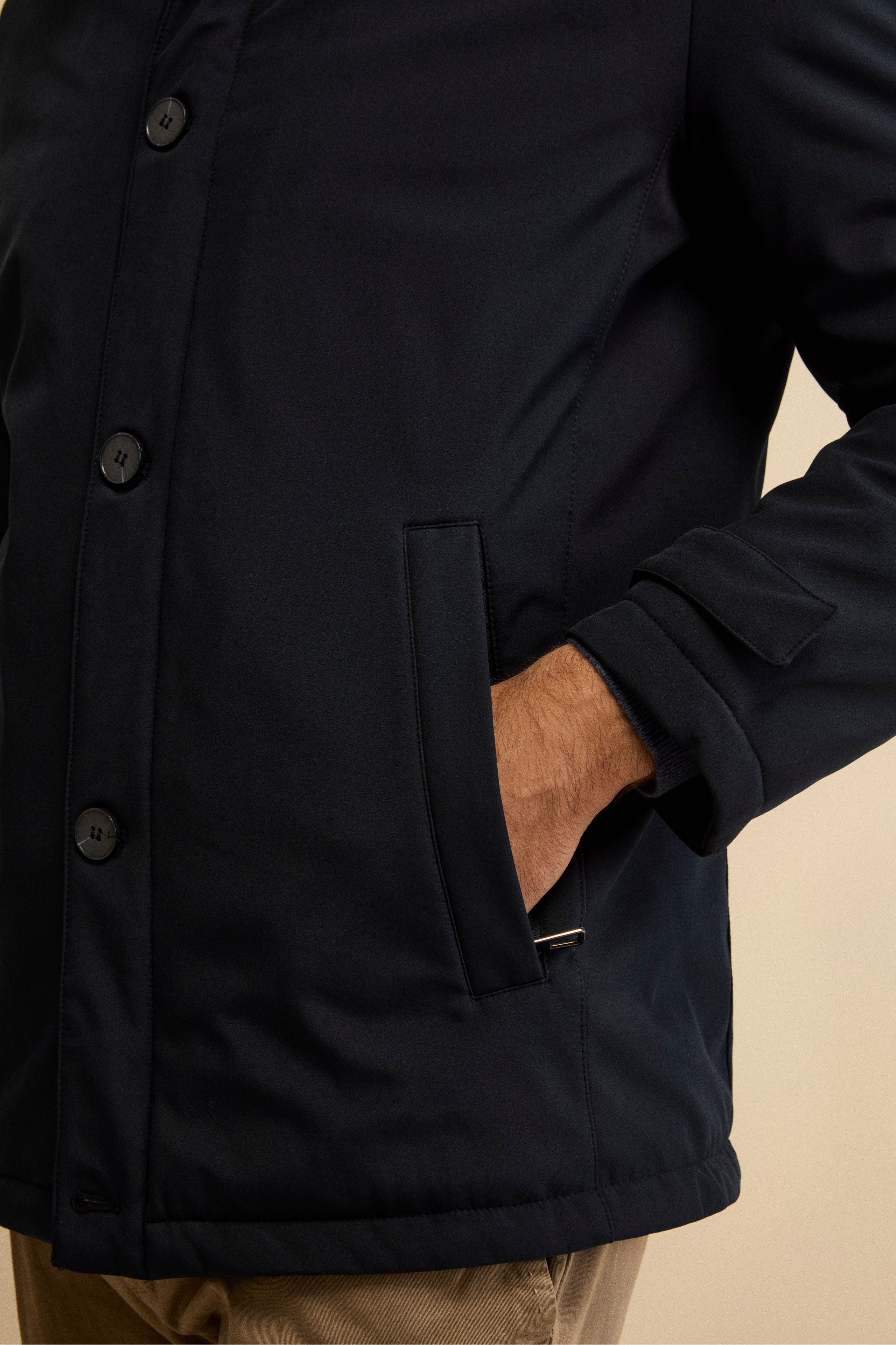 Giaccone Invernale con Pettorina e Cappuccio Estraibile - BLU