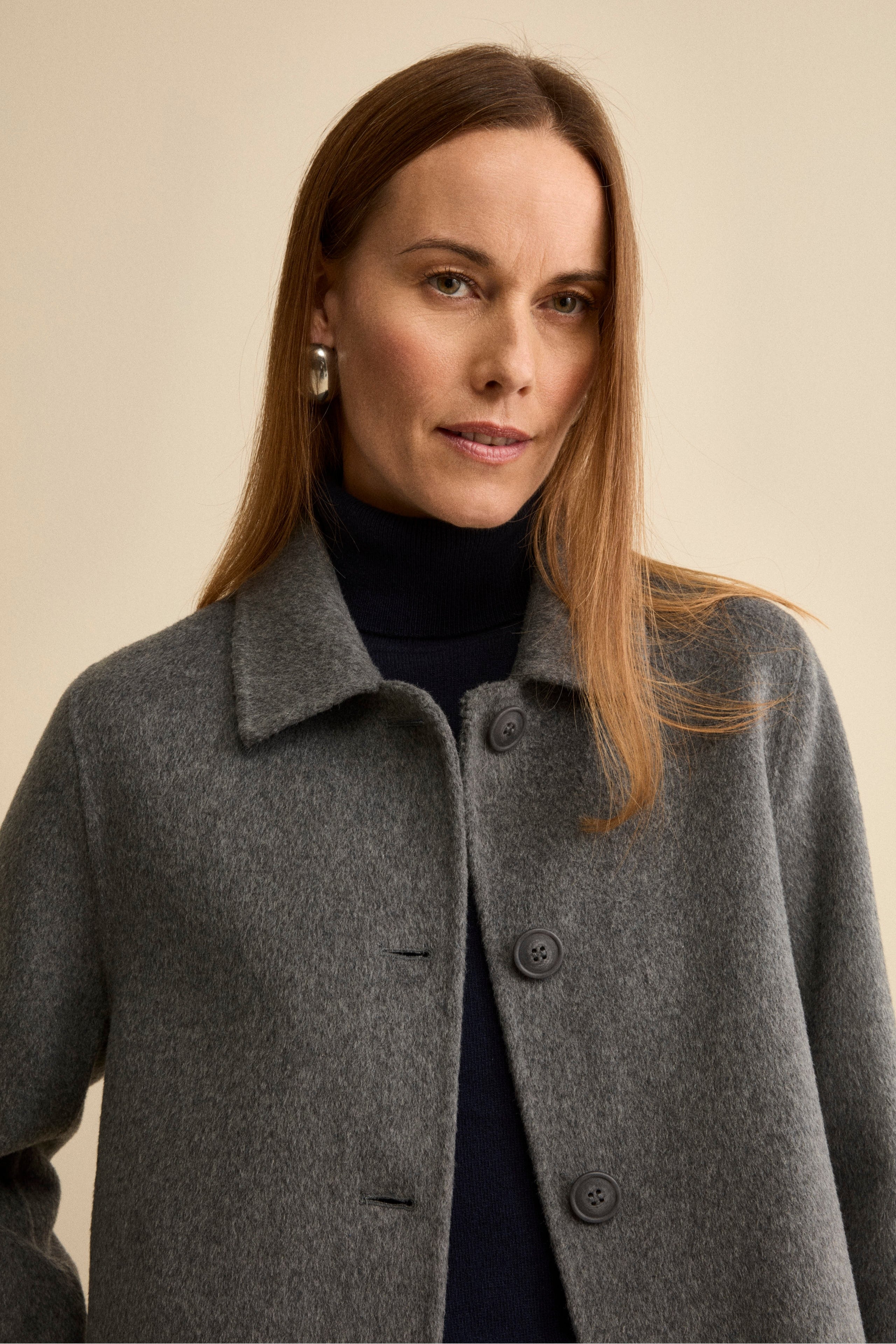 Cappotto Corto Sfoderato in Misto Lana - GRIGIO