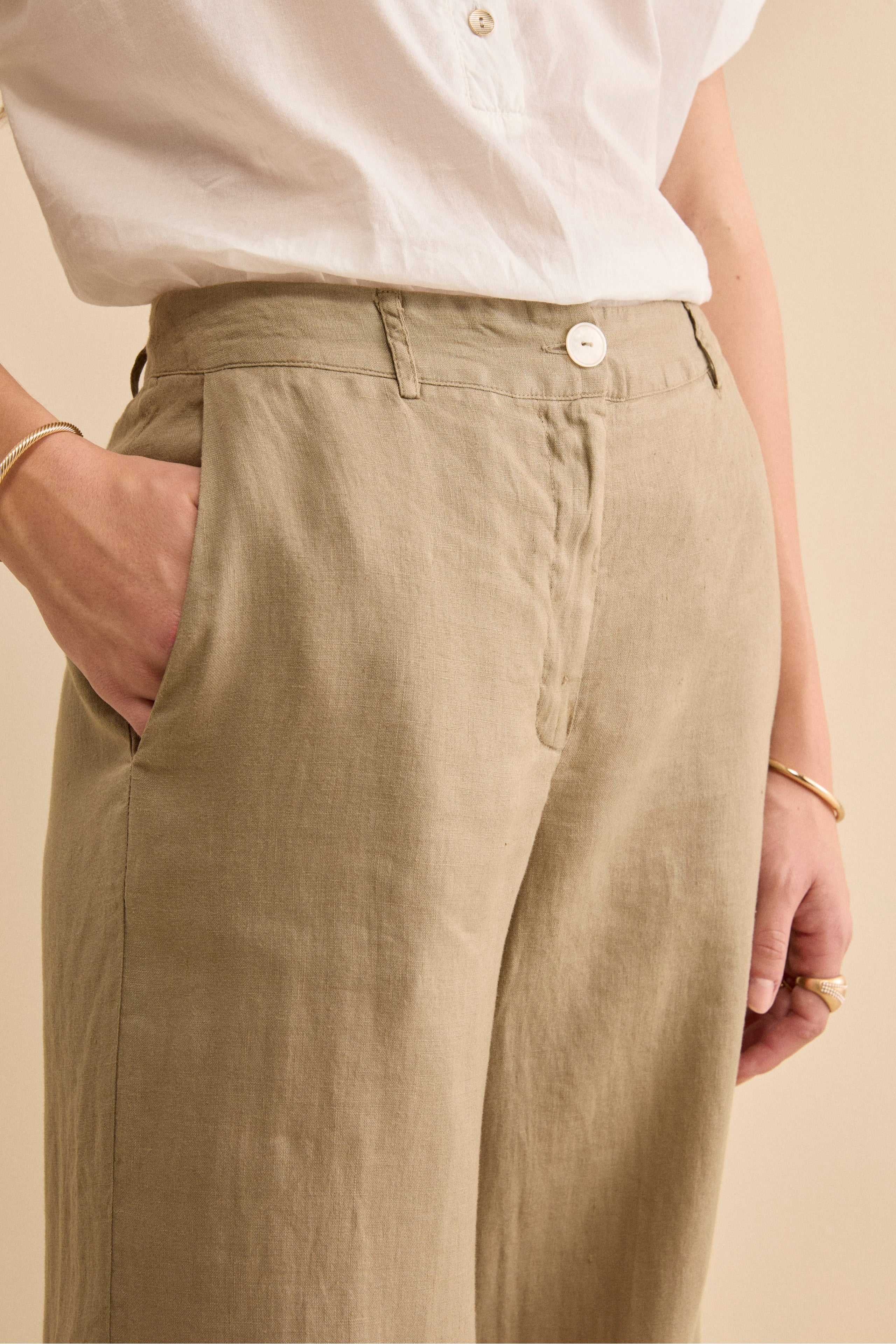 Pantalone in Lino a Gamba Larga - TORTORA