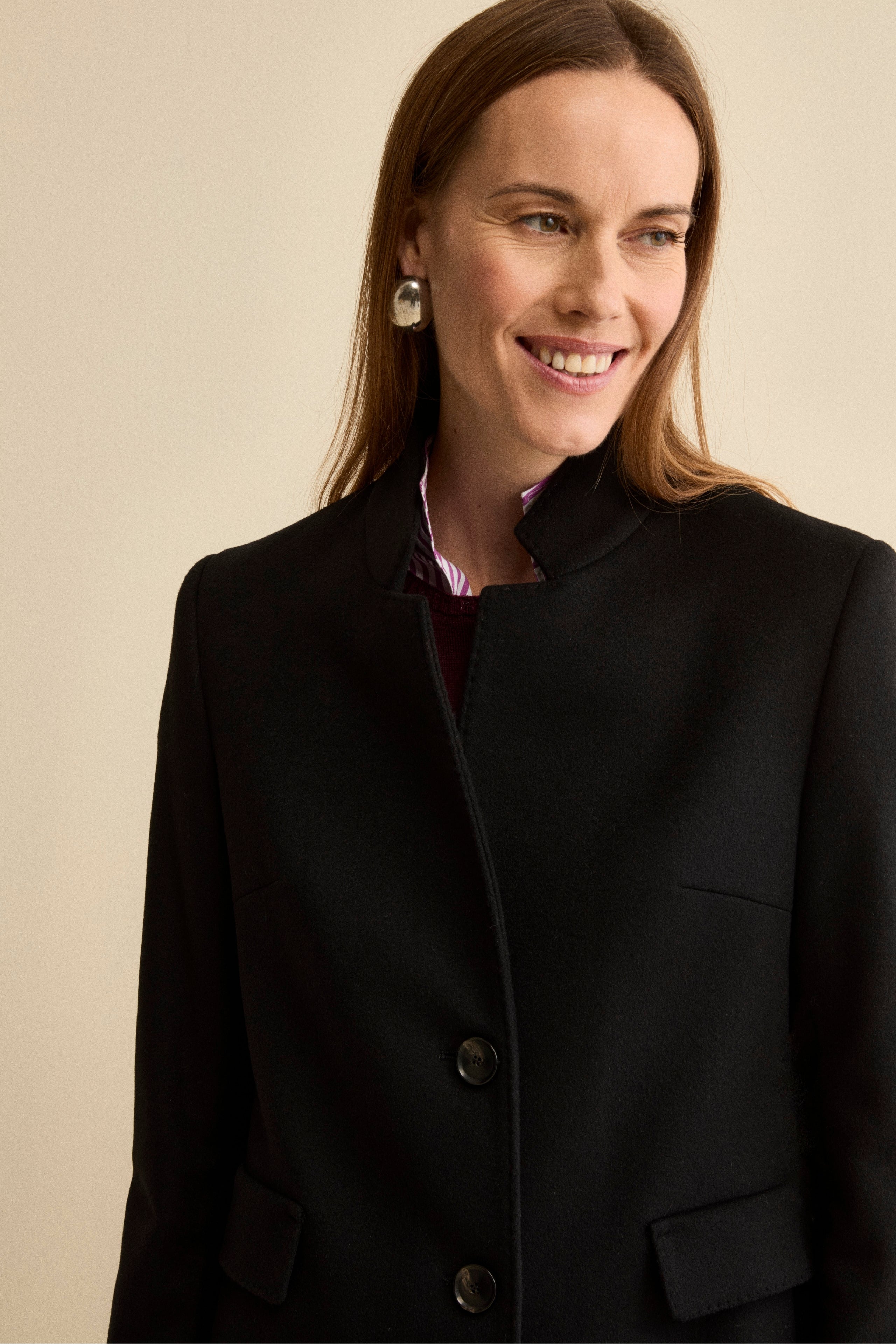 Cappotto Midi Sancrato in Misto Lana e Cashmere - NERO