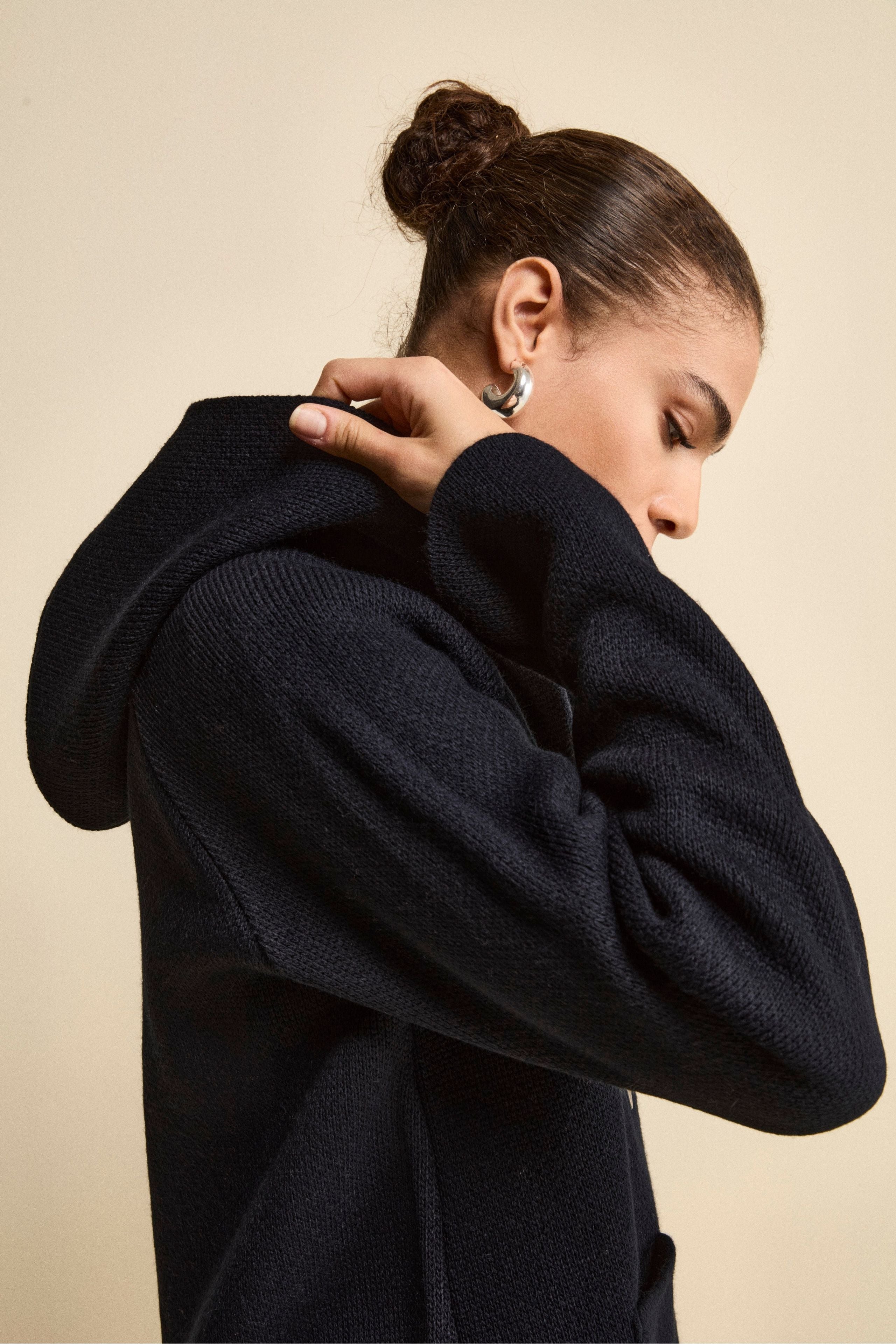 Cardigan Doppiopetto in Maglia con Cappuccio - BLU