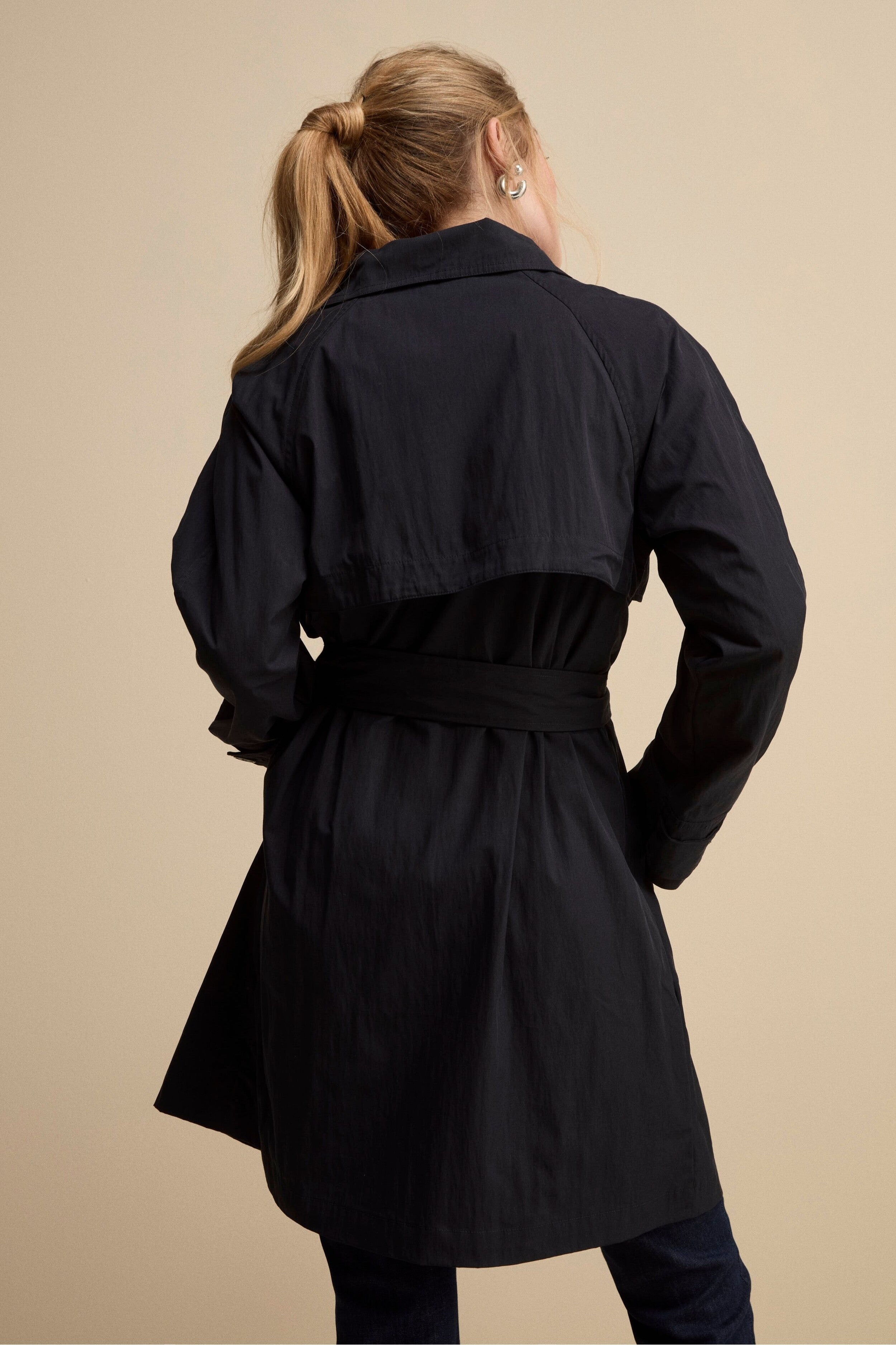 Trench Doppiopetto Midi con Cintura - NAVY