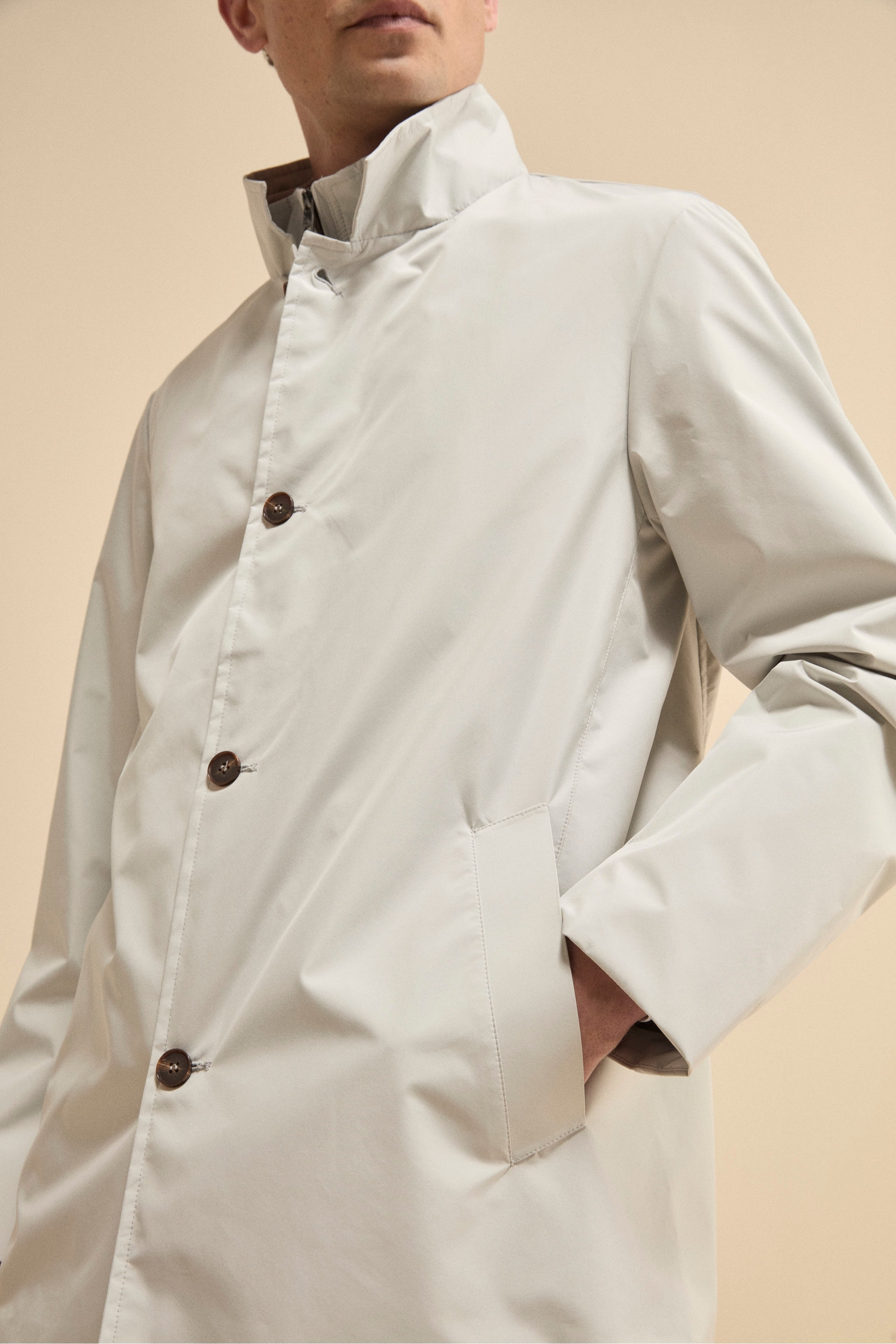 Impermeabile Corto Foderato con Corpetto - GHIACCIO