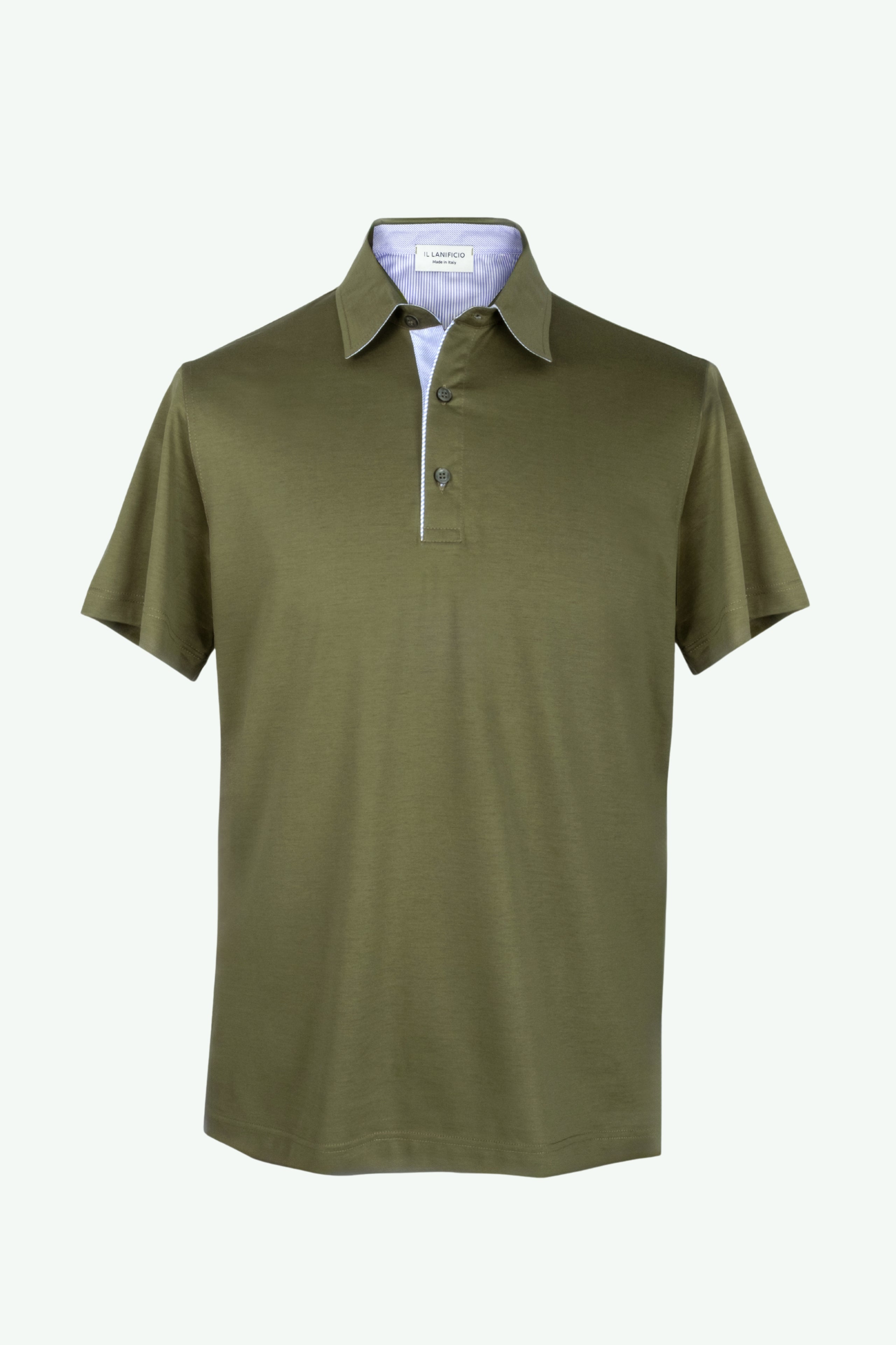 Polo Jersey Mezza Manica in Filo di Scozia - VERDE MILITARE