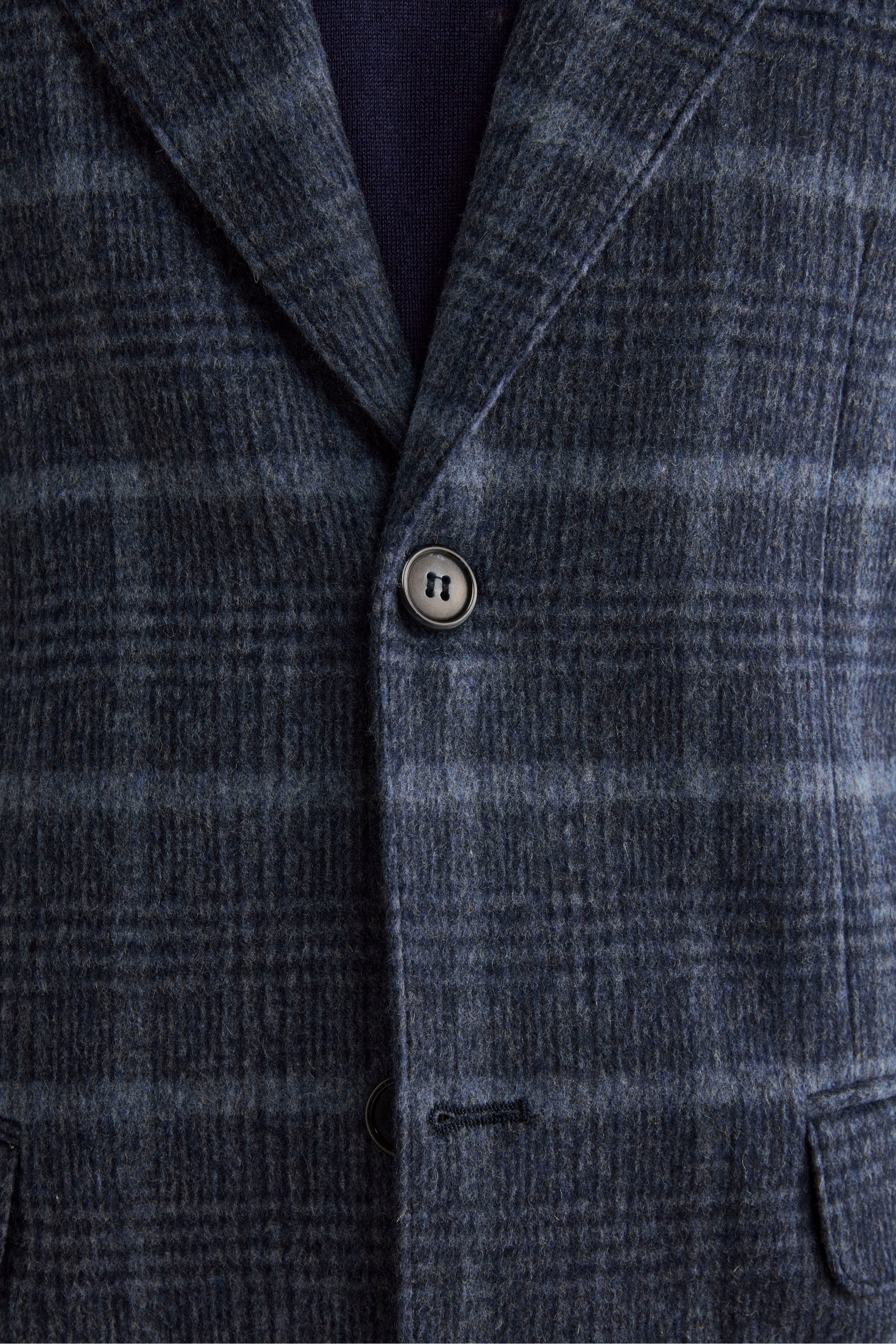 Giacca Check Destrutturata in Misto Lana - BLU