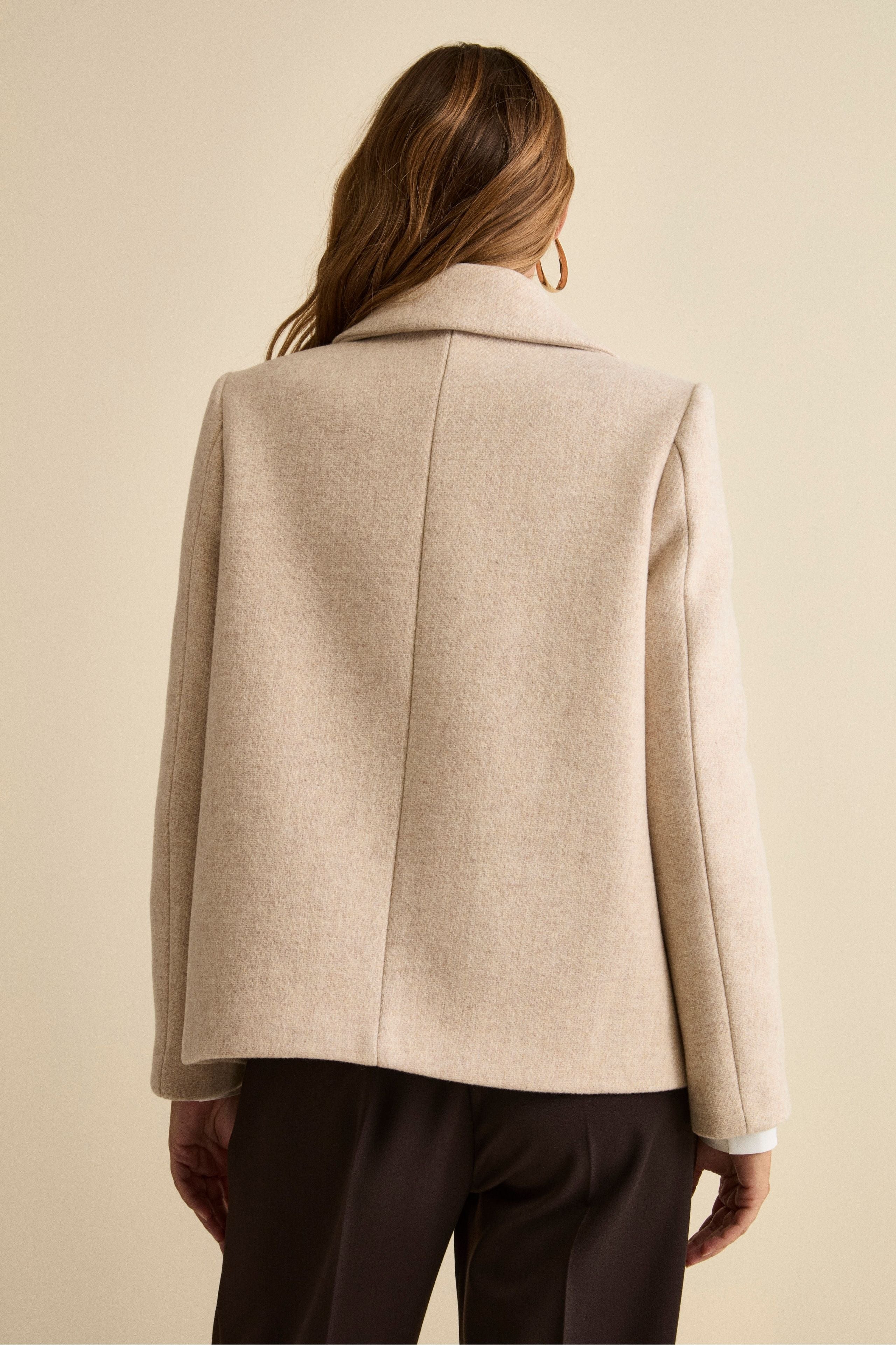 Cappotto Corto Svasato in Misto Lana Vergine - BEIGE