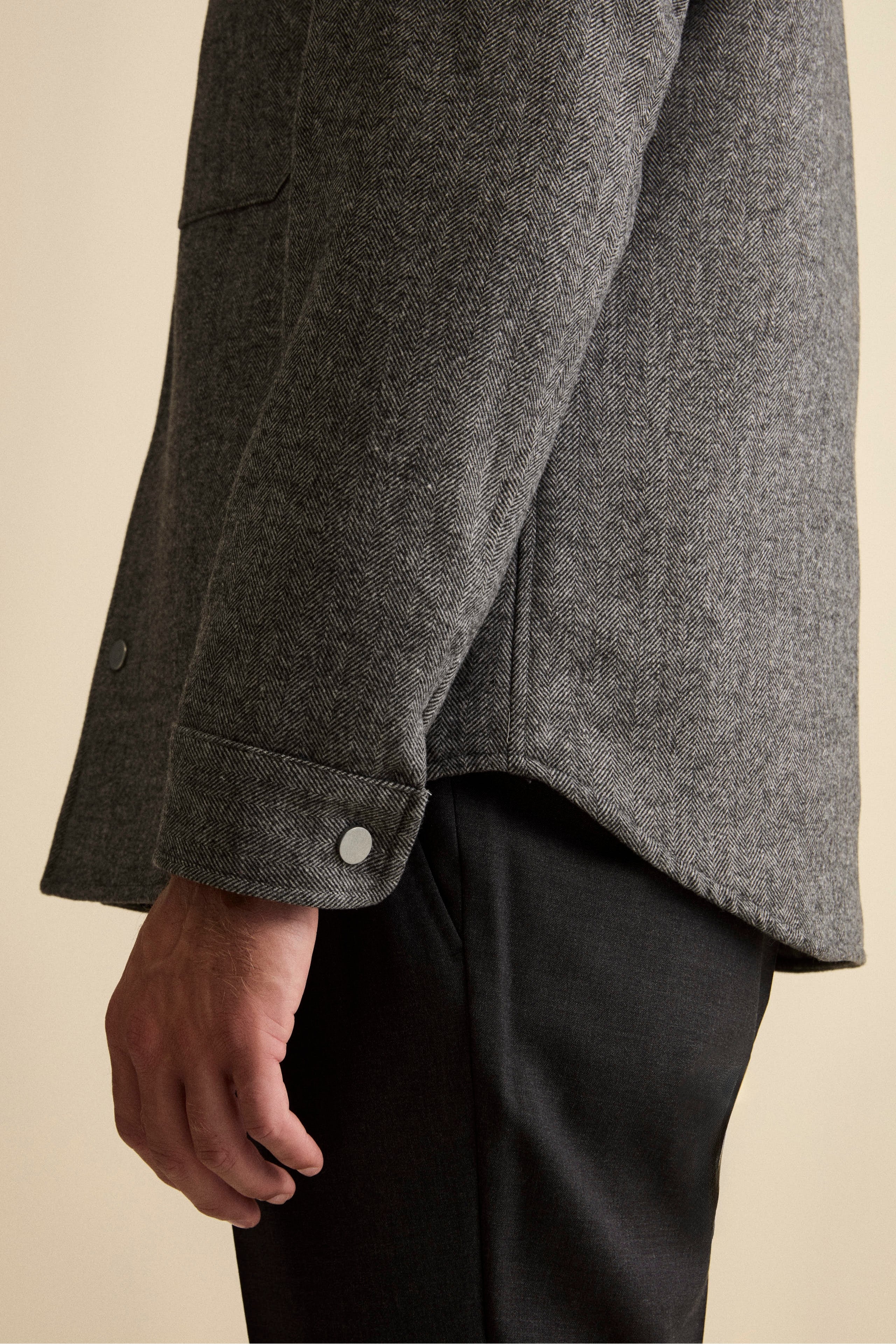 Giubbino Overshirt in Misto Lana - GRIGIO SPIGATO