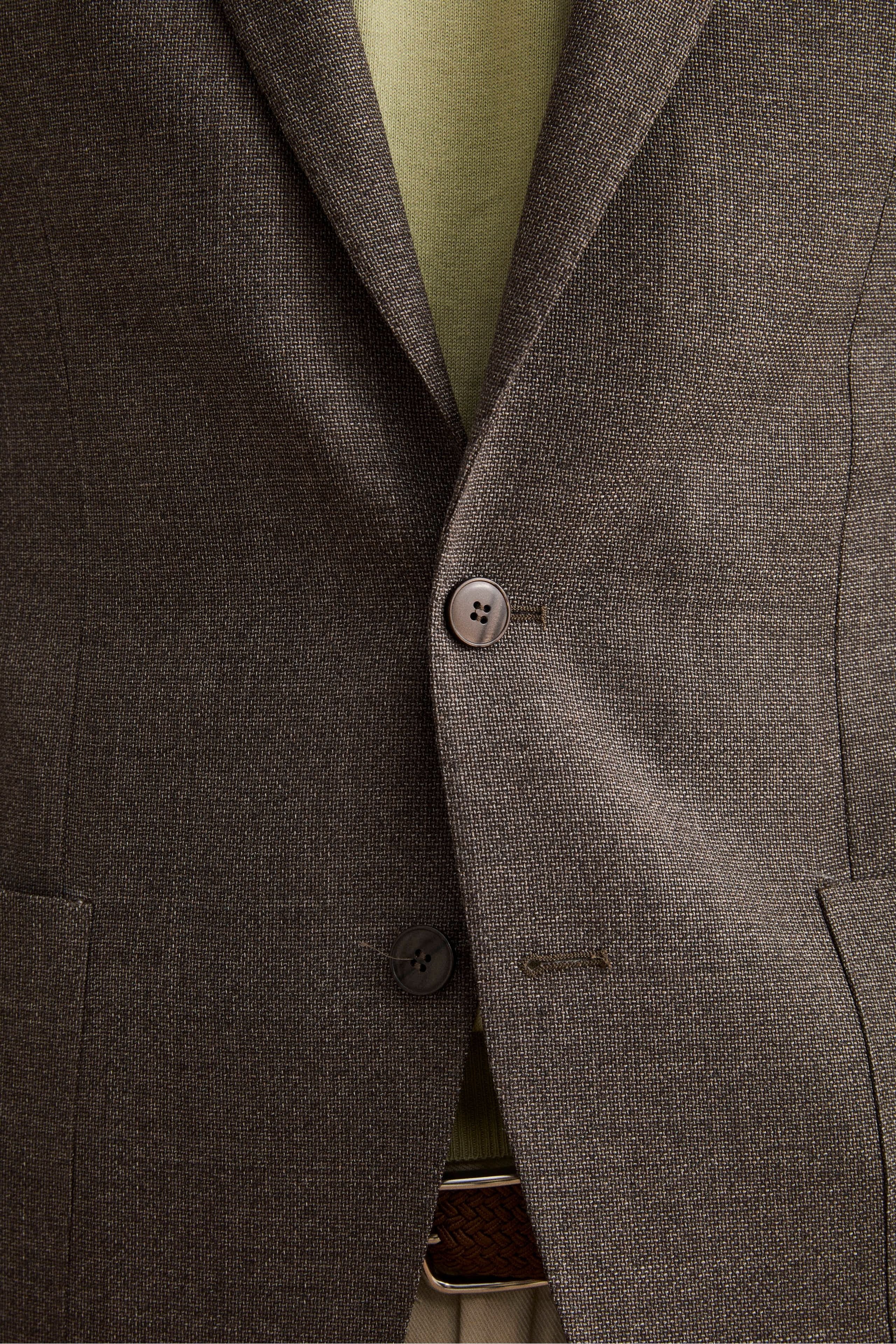 Giacca Slim Fit Semifoderata in Lana Vergine - MARRONE