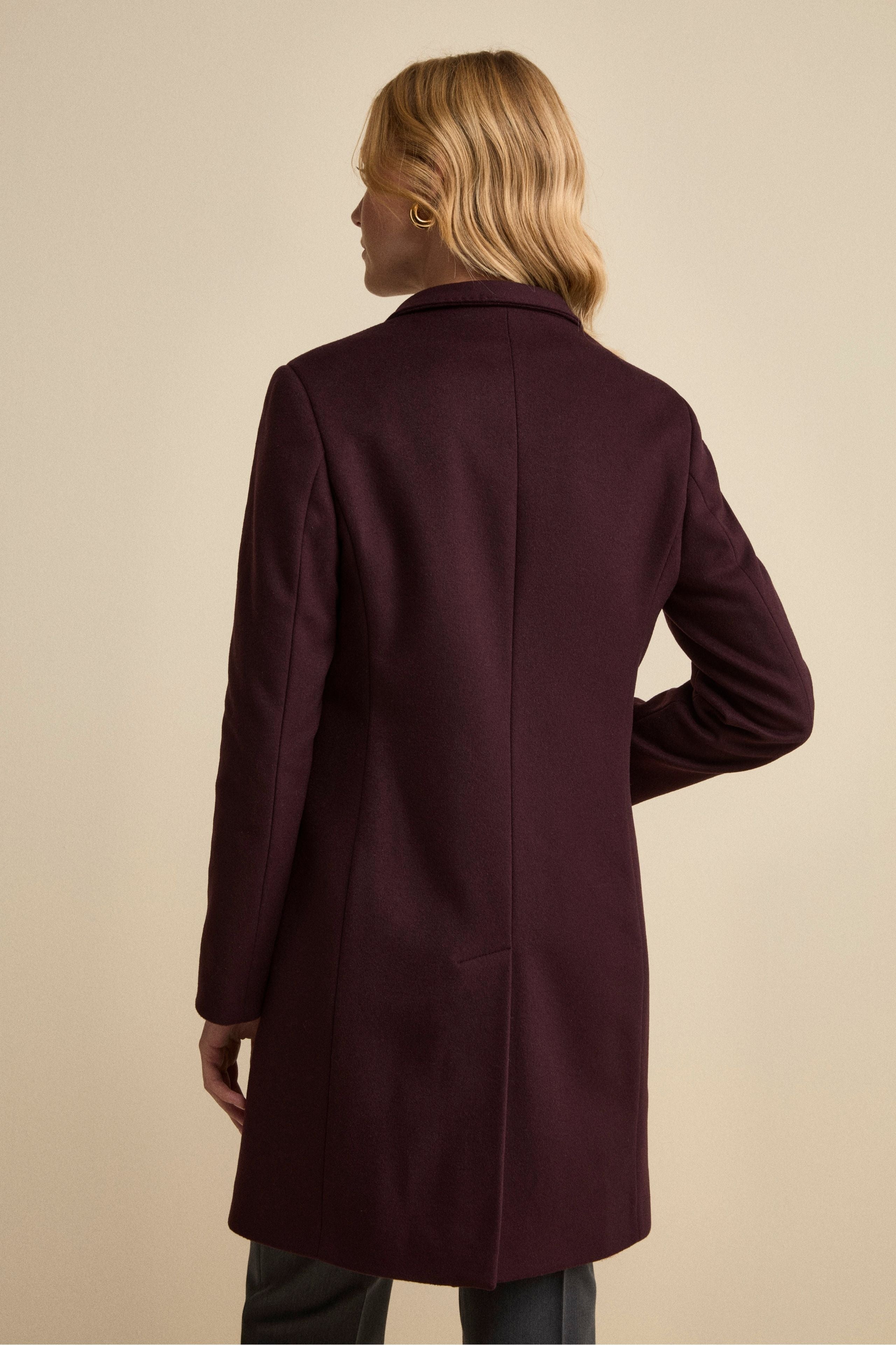 Cappotto Midi Sancrato in Misto Lana e Cashmere - PRUGNA