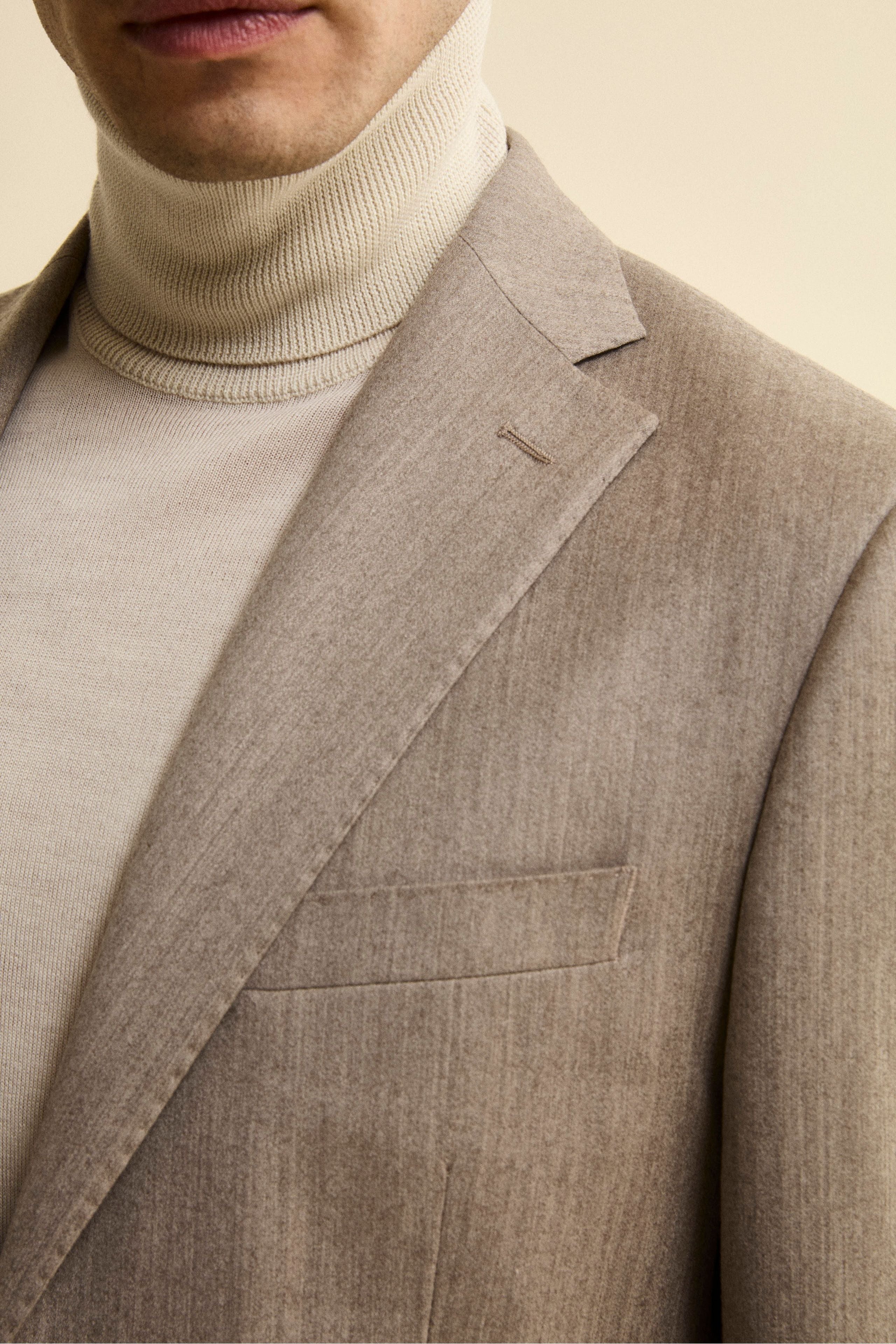 Abito Slim Fit Foderato in Lana e Cashmere - TORTORA