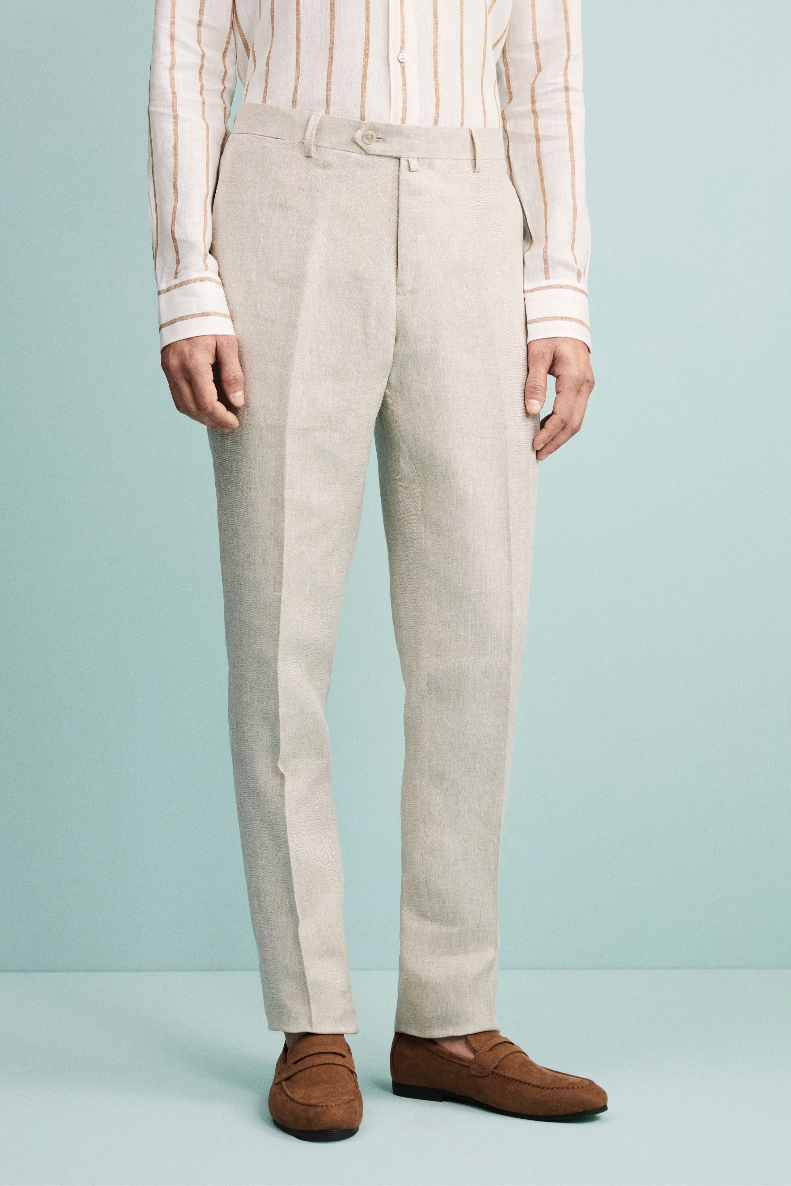 Abito Spigato Monopetto in Lino - BEIGE