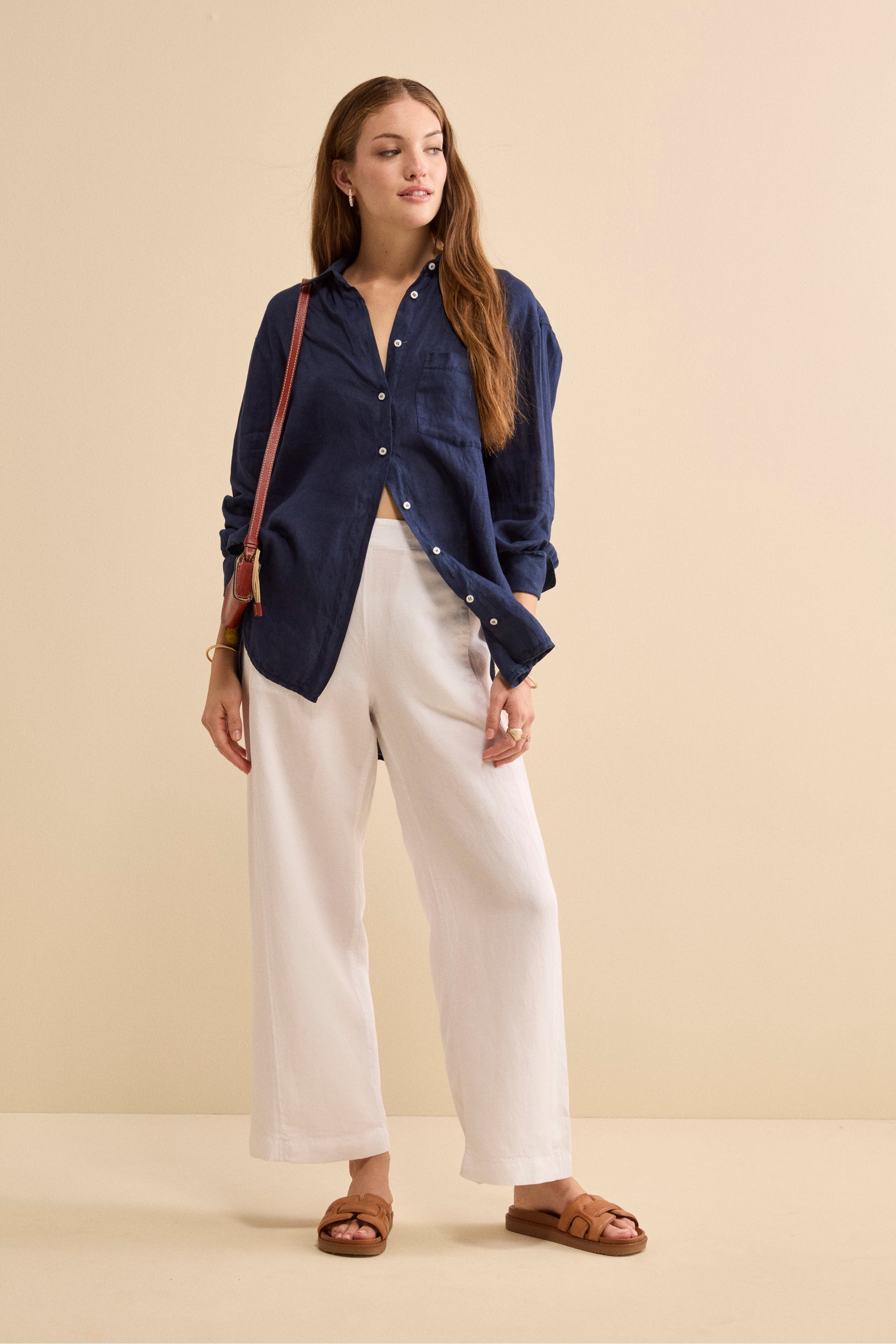 Camicia Over in Lino con Taschino - NAVY