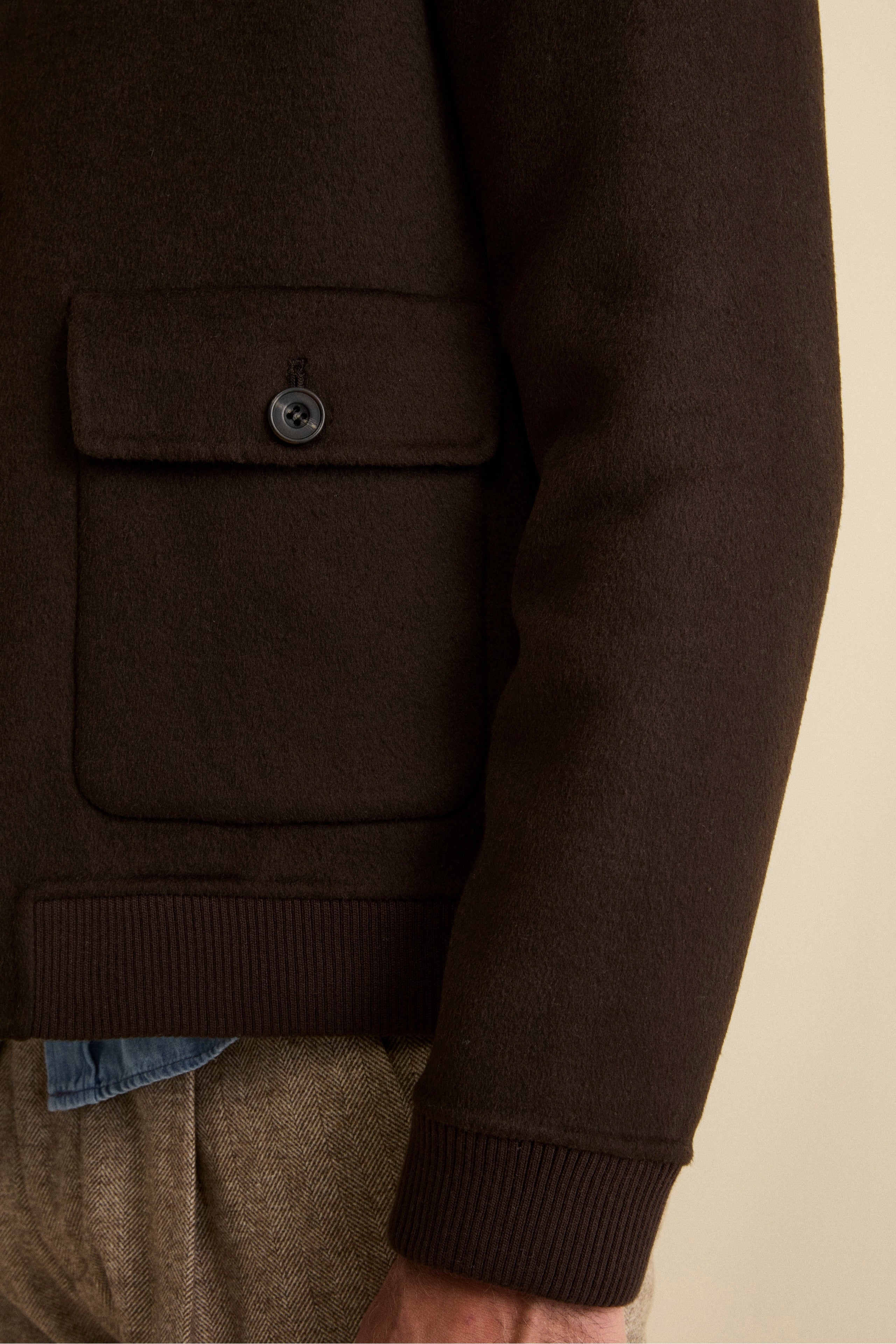 Bomber in Lana con Tasche - MARRONE