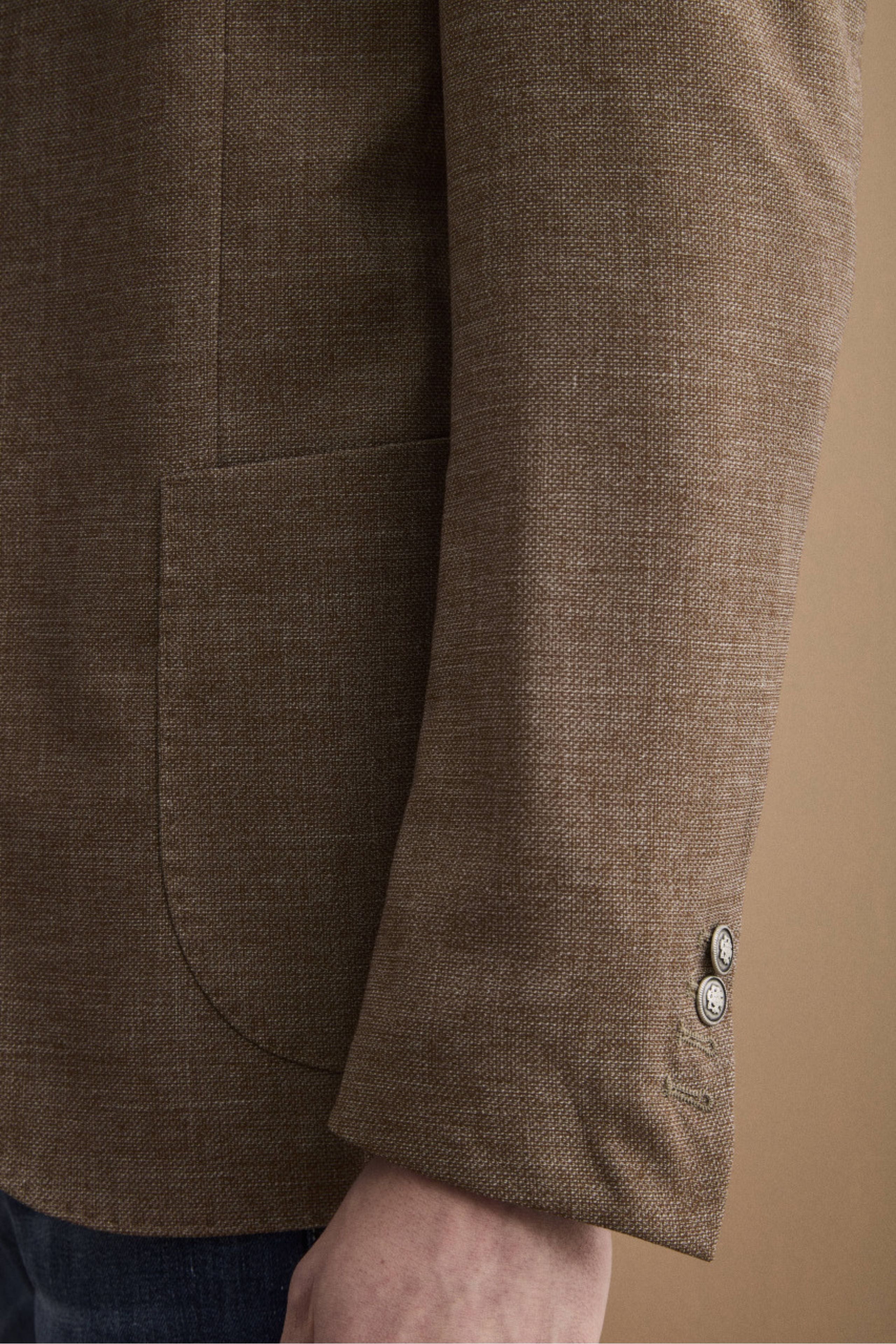 Giacca Monopetto Destrutturata in Misto Lana - NOCCIOLA