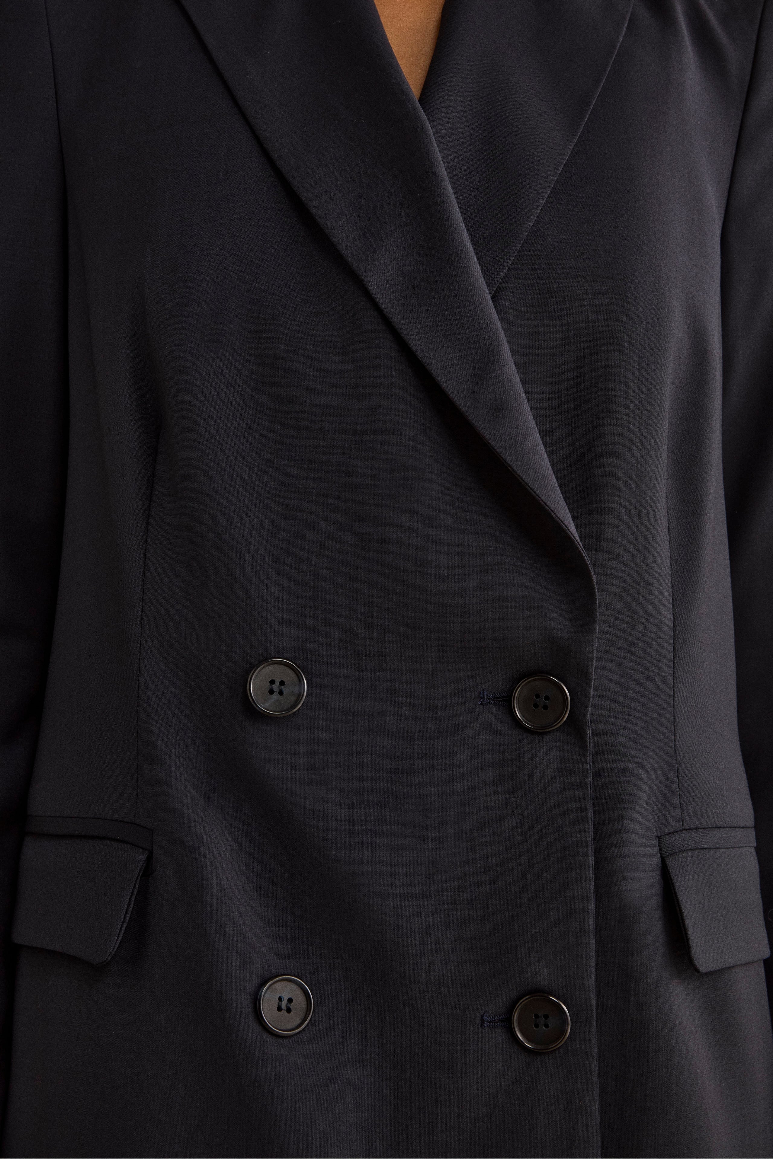 Tailleur Doppiopetto con Revers a Lancia in Lana Vergine - BLU