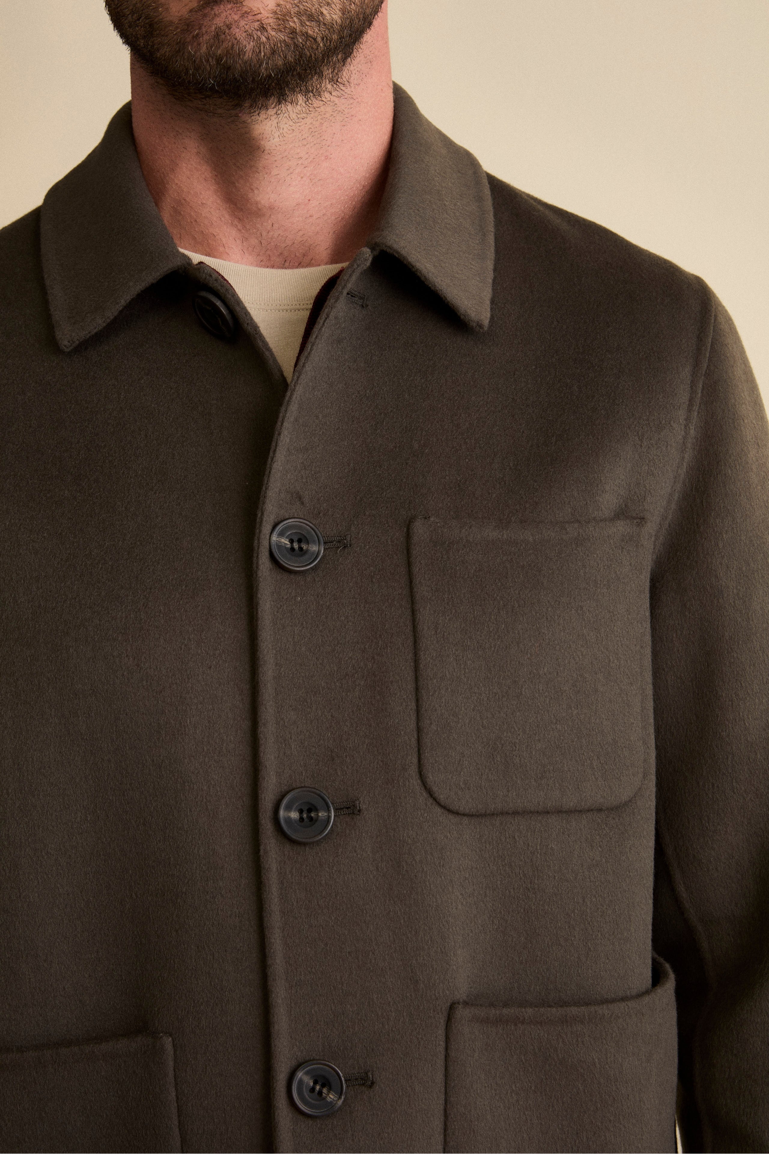 Giacca Camicia in Misto Lana - GRIGIO SCURO