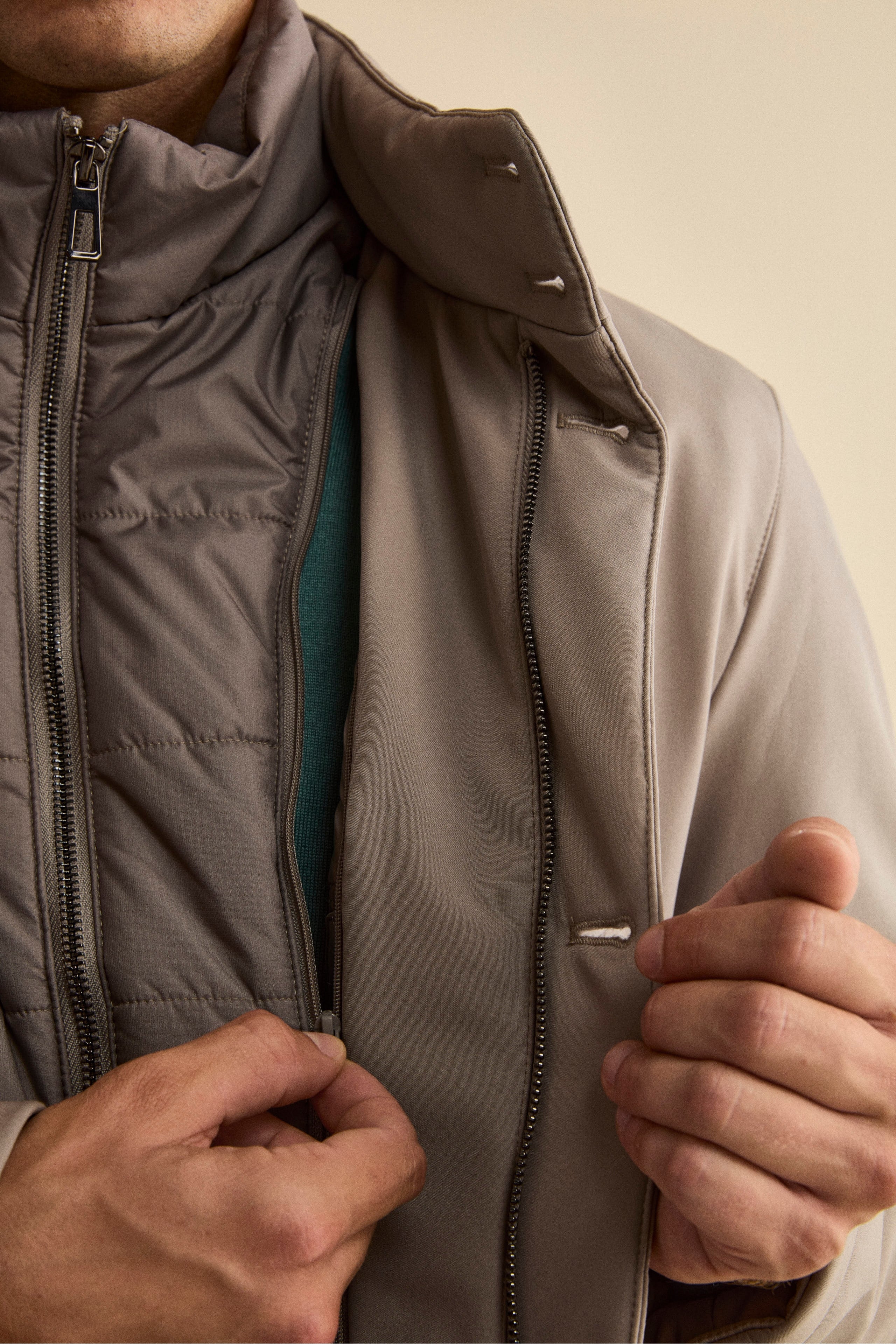 Giaccone Invernale con Pettorina e Cappuccio Estraibile - SABBIA