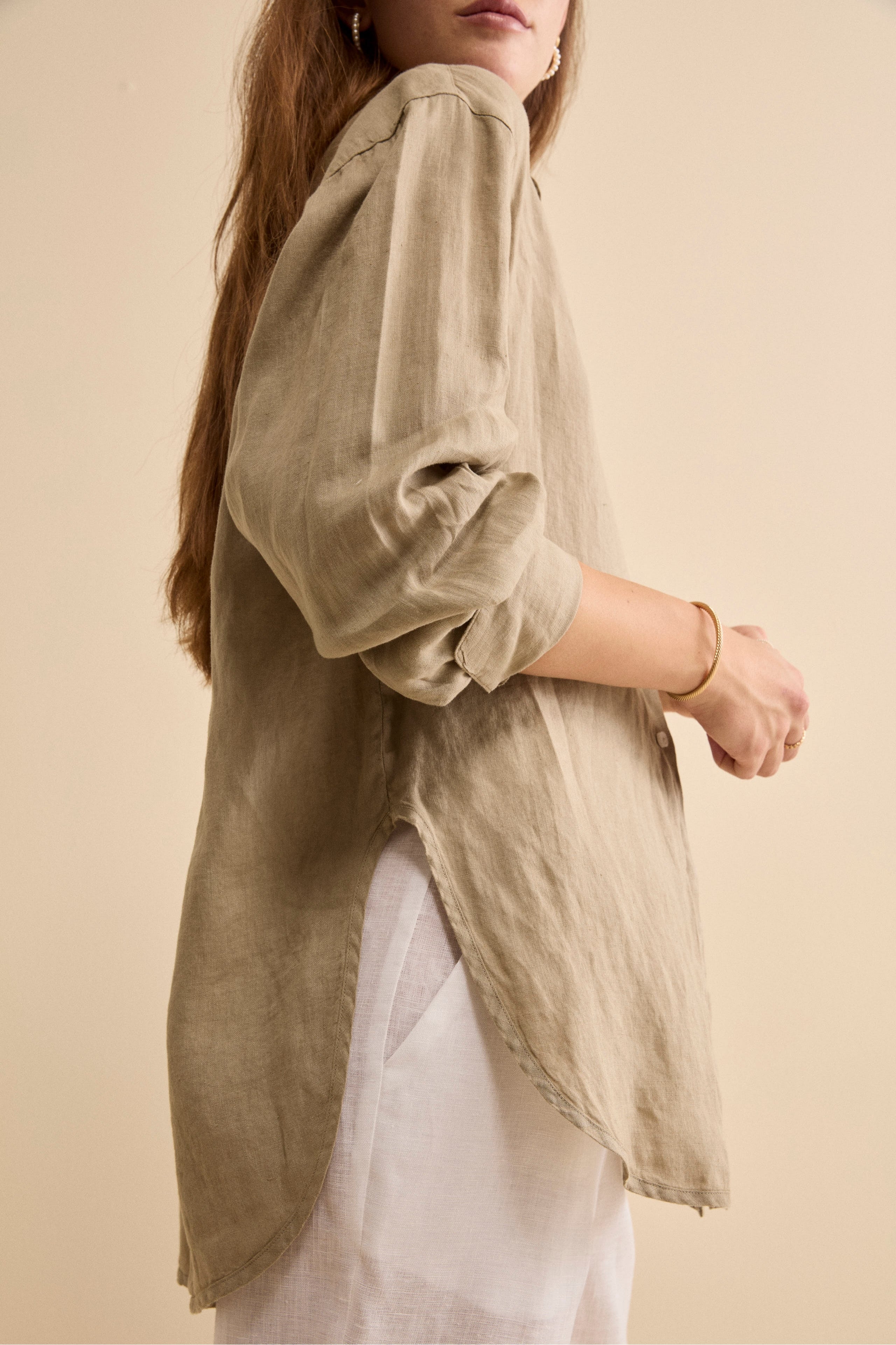 Camicia Over in Lino con Taschino - TORTORA