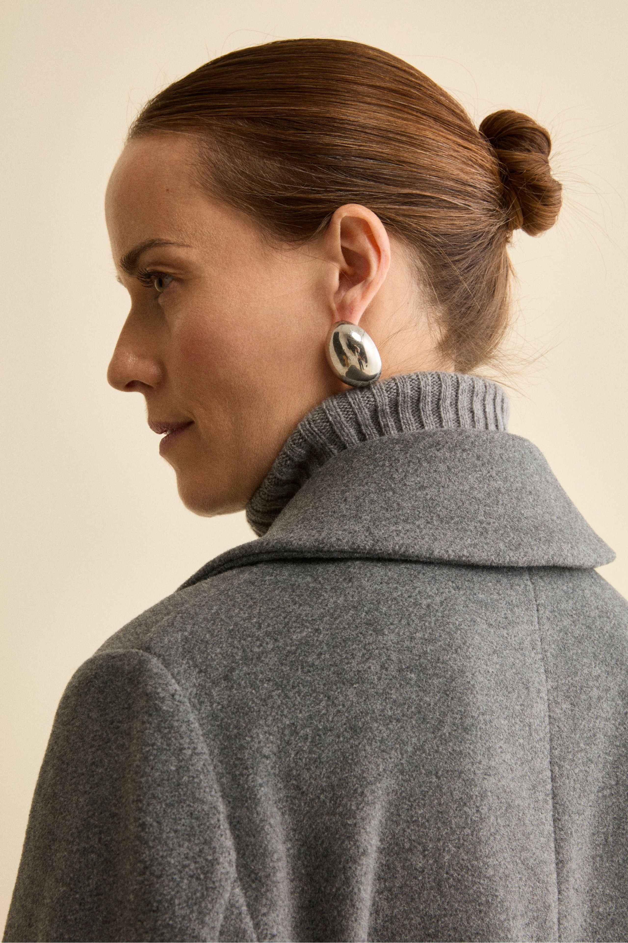 Peacoat Doppiopetto in Misto Lana con Martingala - GRIGIO