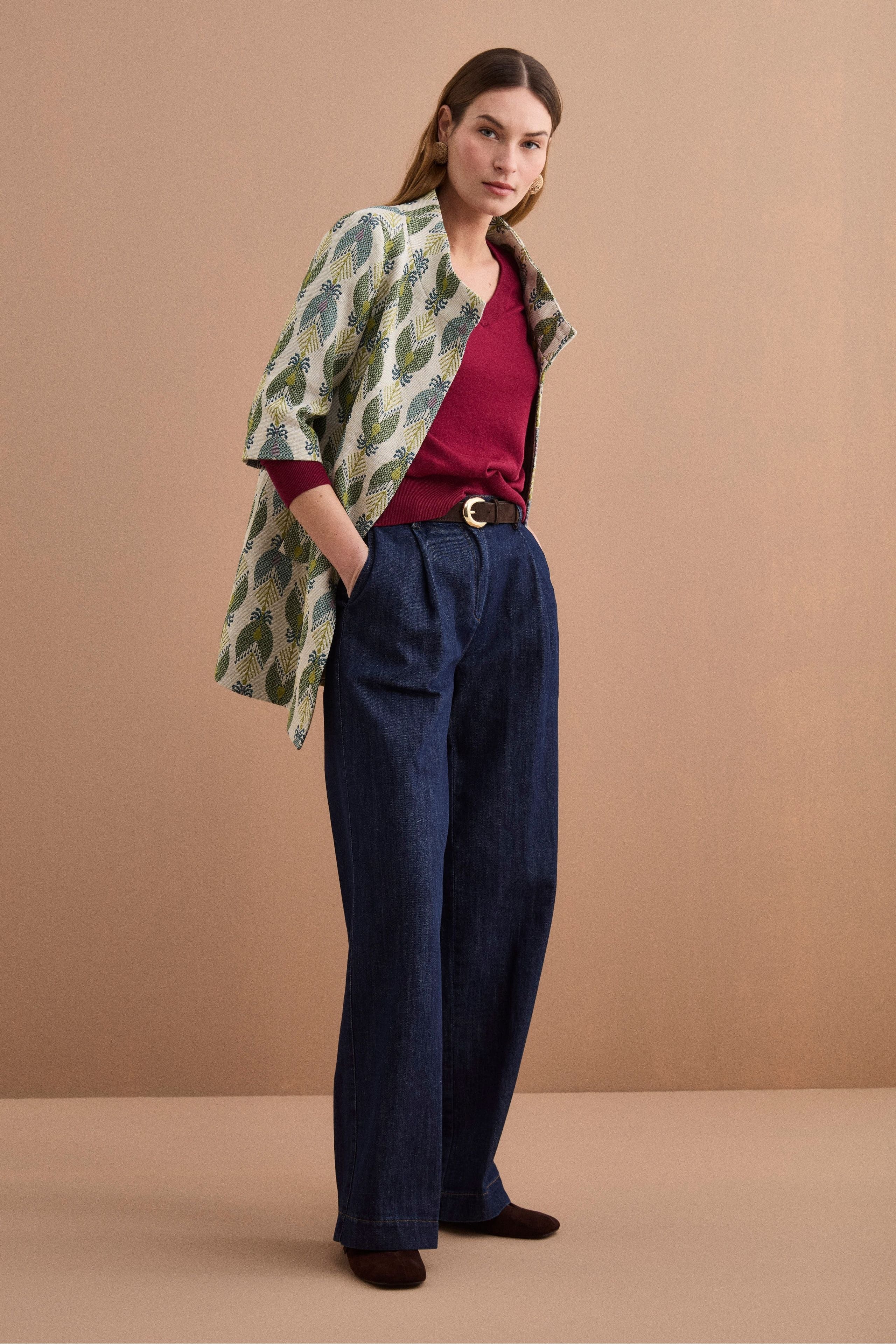 Cappotto Leggero Foderato in Fantasia Jacquard - FANT. VERDE