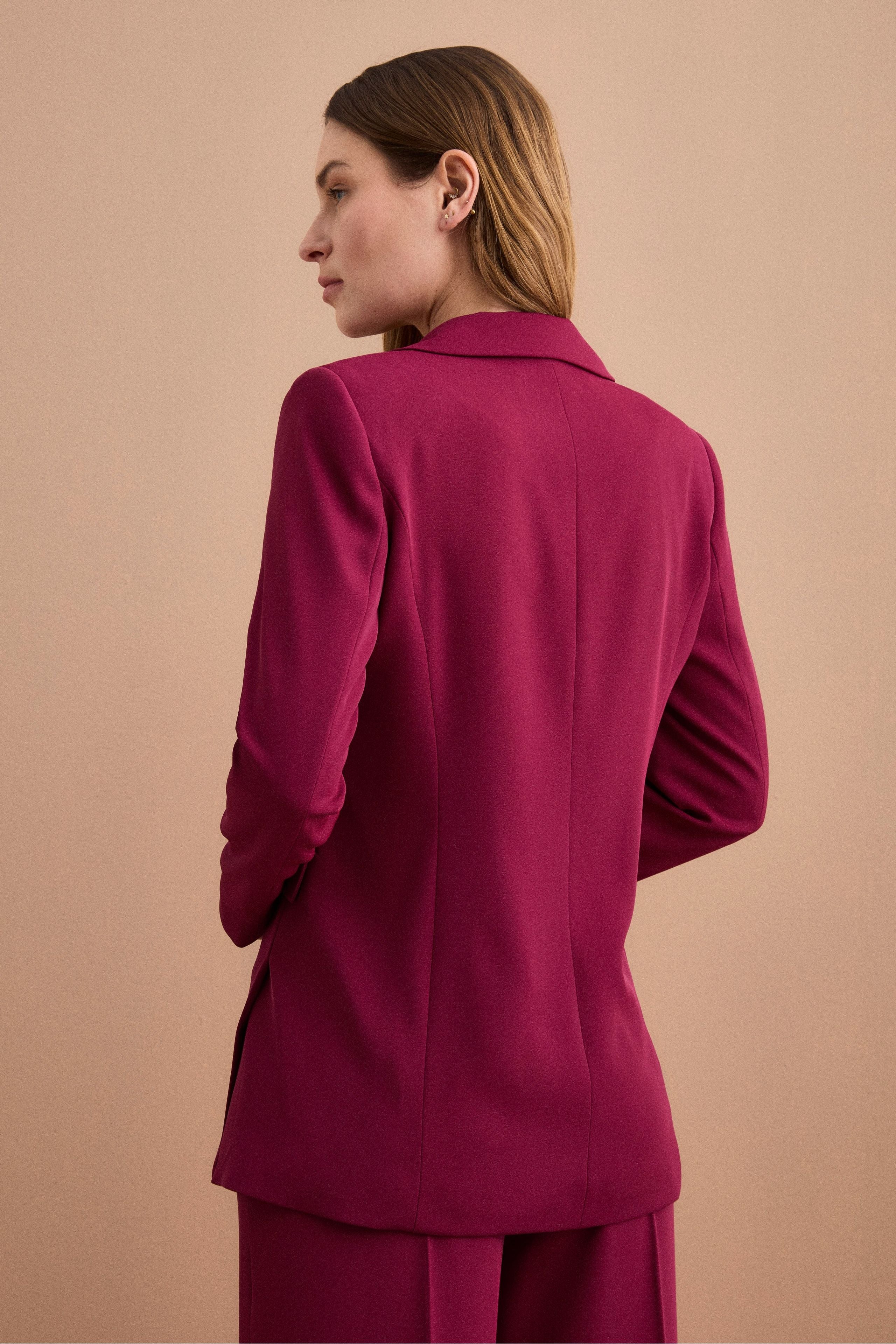 Blazer Doppiopetto Foderato in Cady - BORDEAUX