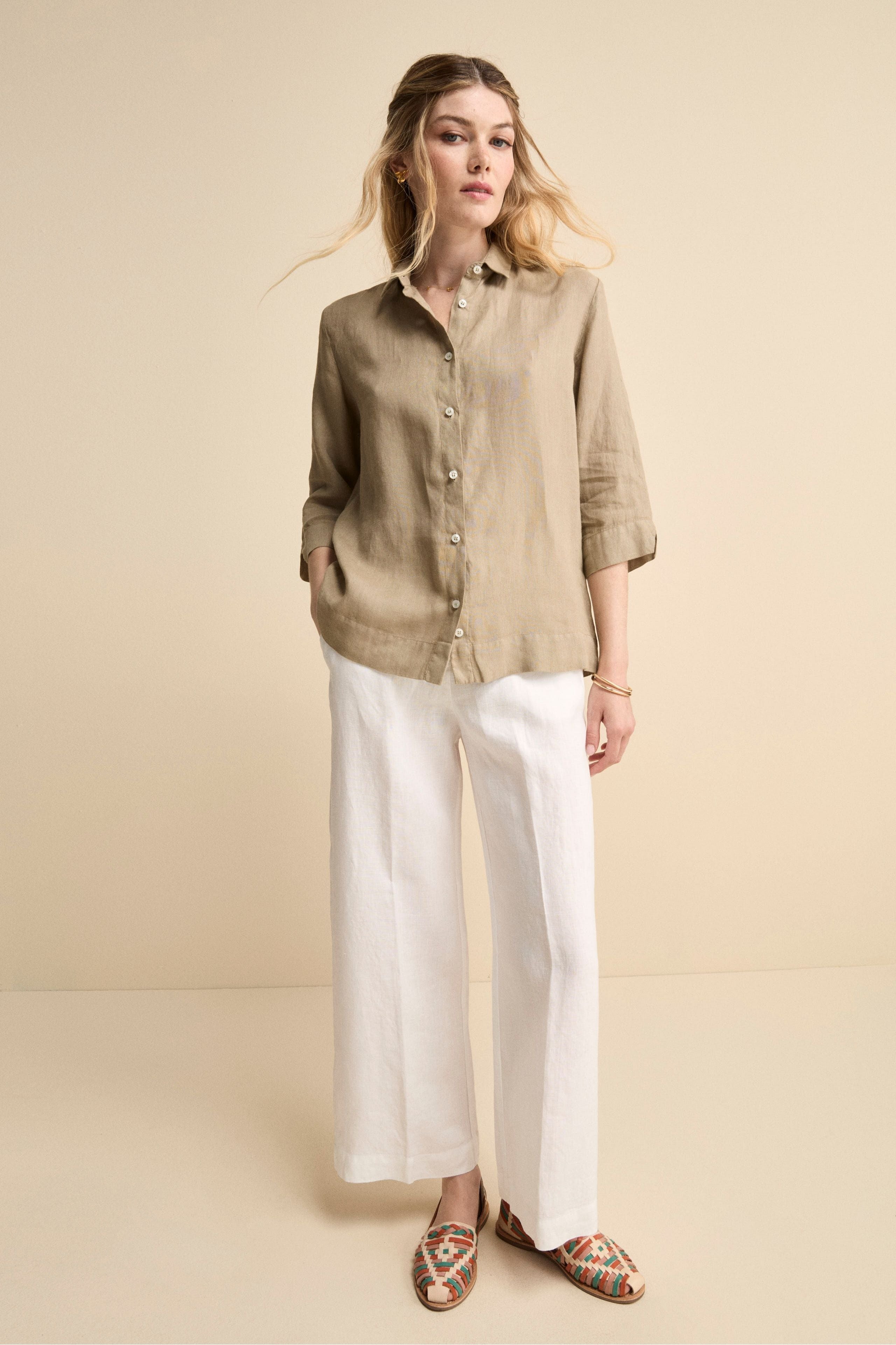 Camicia Boxy in Lino - TORTORA