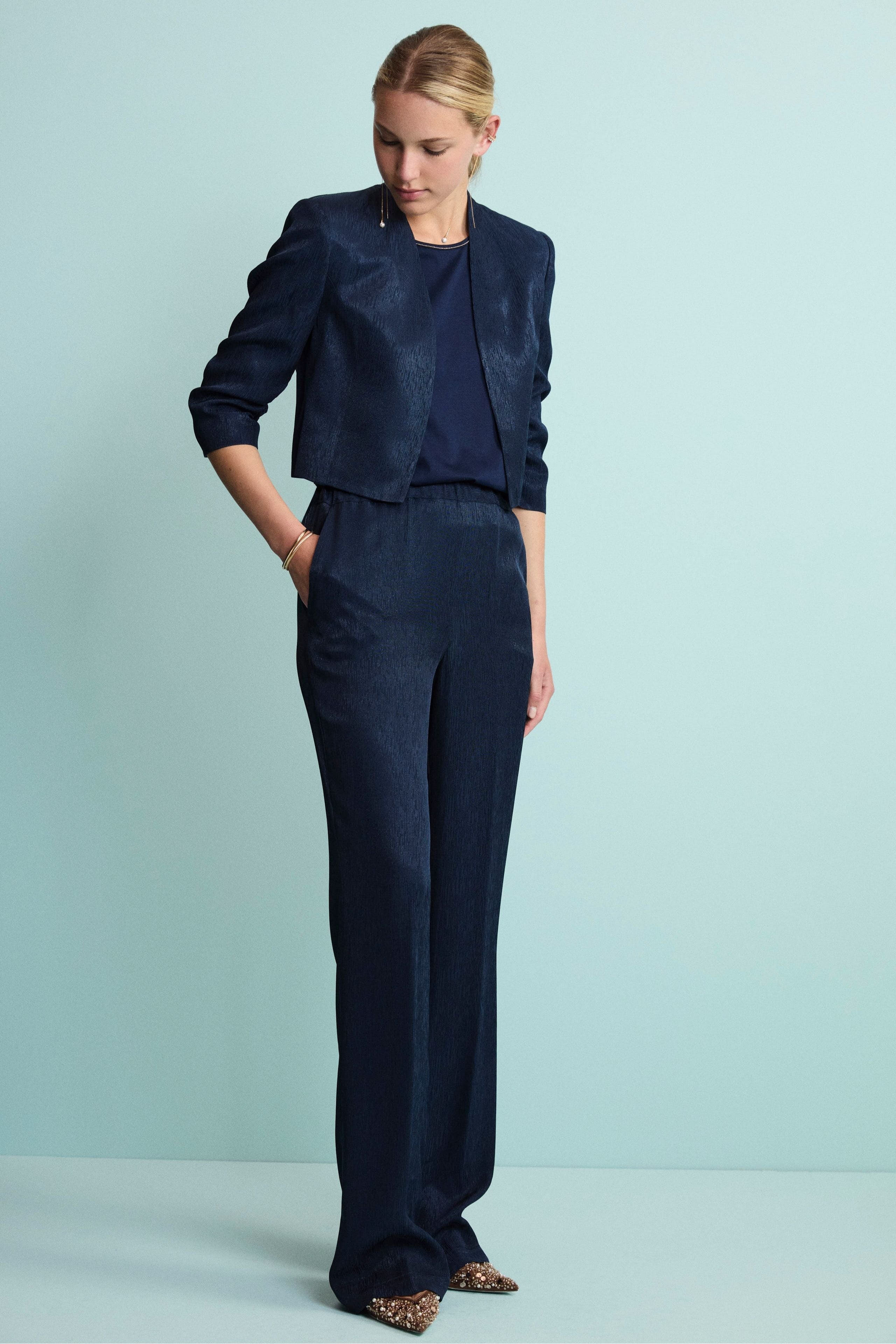 Bolero Jacquard Elegante da Cerimonia - BLU