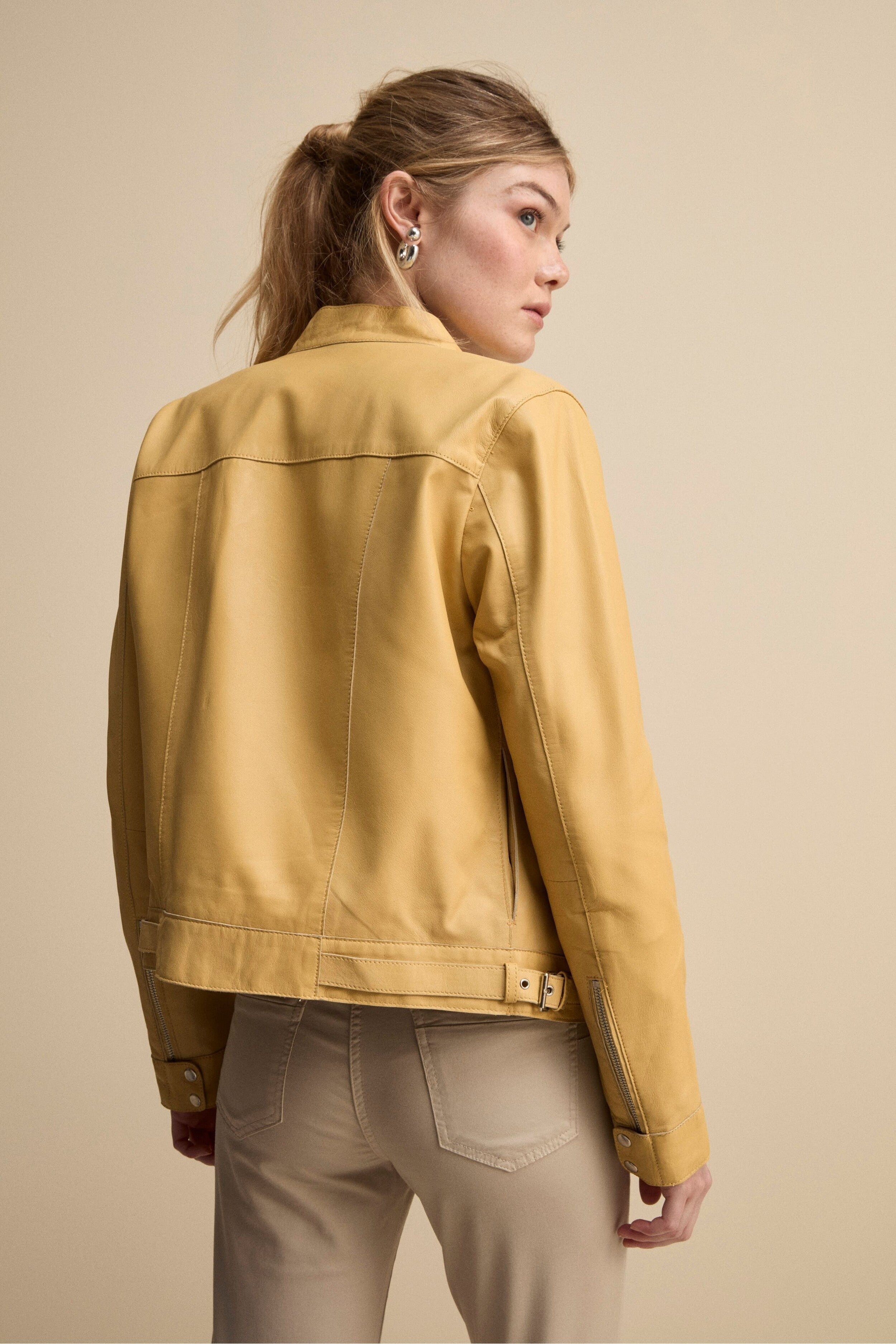 Giacca di Pelle Coreana con Zip - GRANO