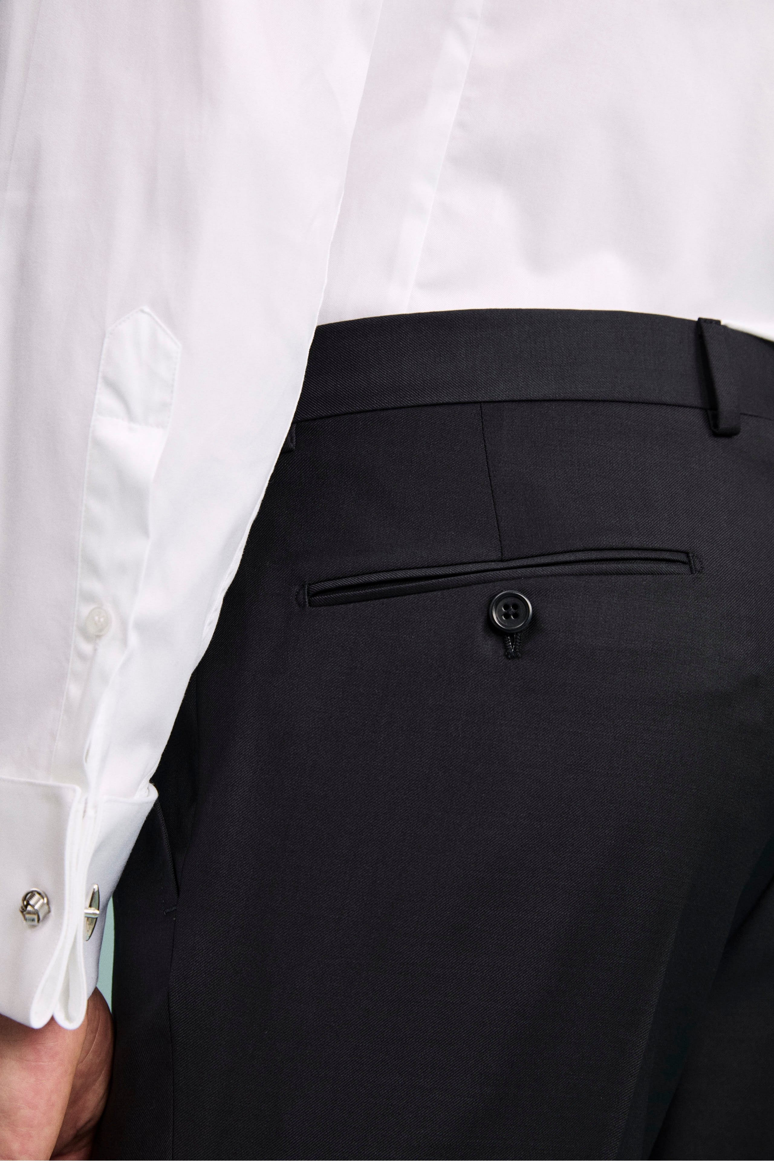 Smoking in Lana Vergine con Revers in Raso - BLU