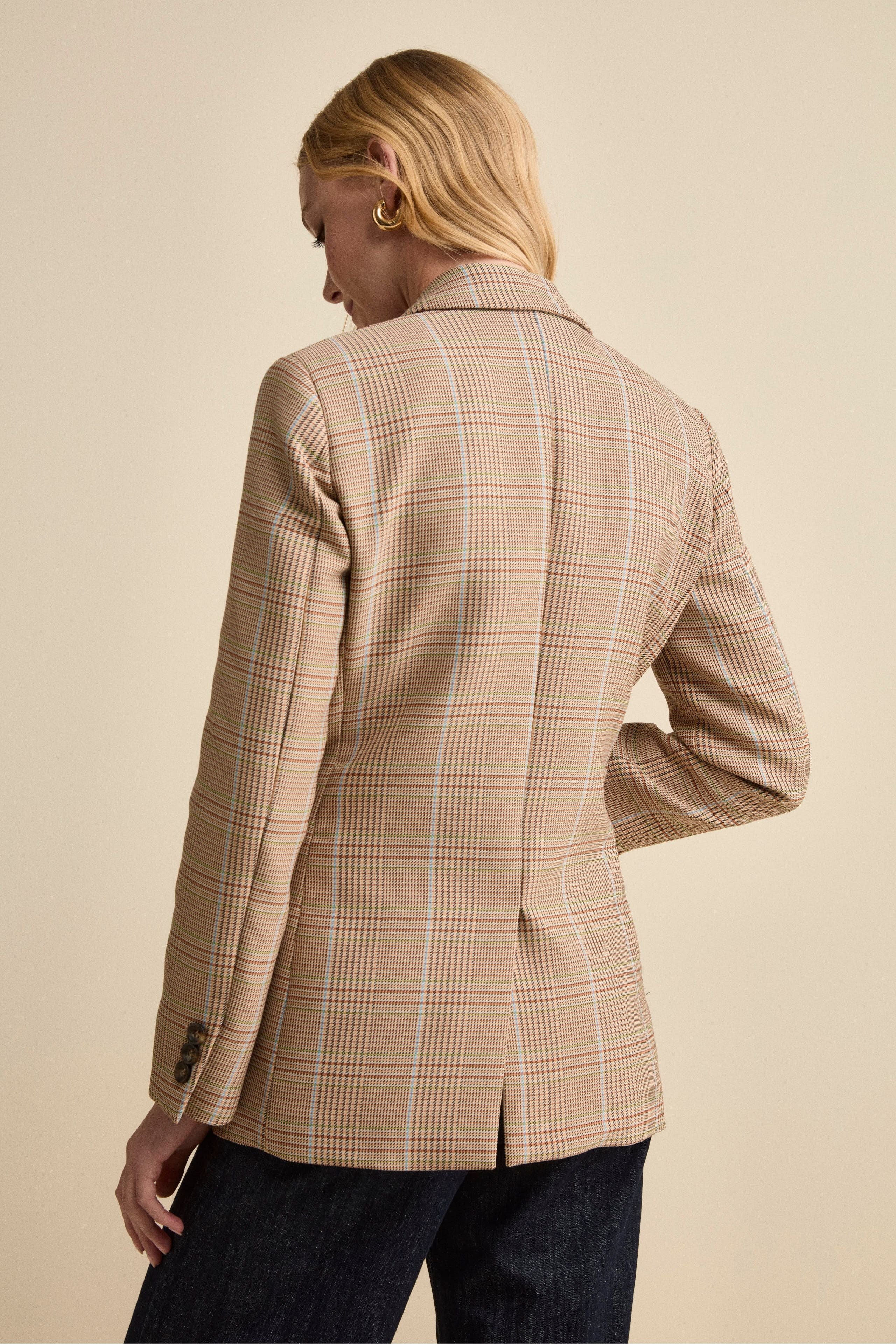 Giacca Check Doppiopetto in Misto Cotone - CAMMELLO QUADRI