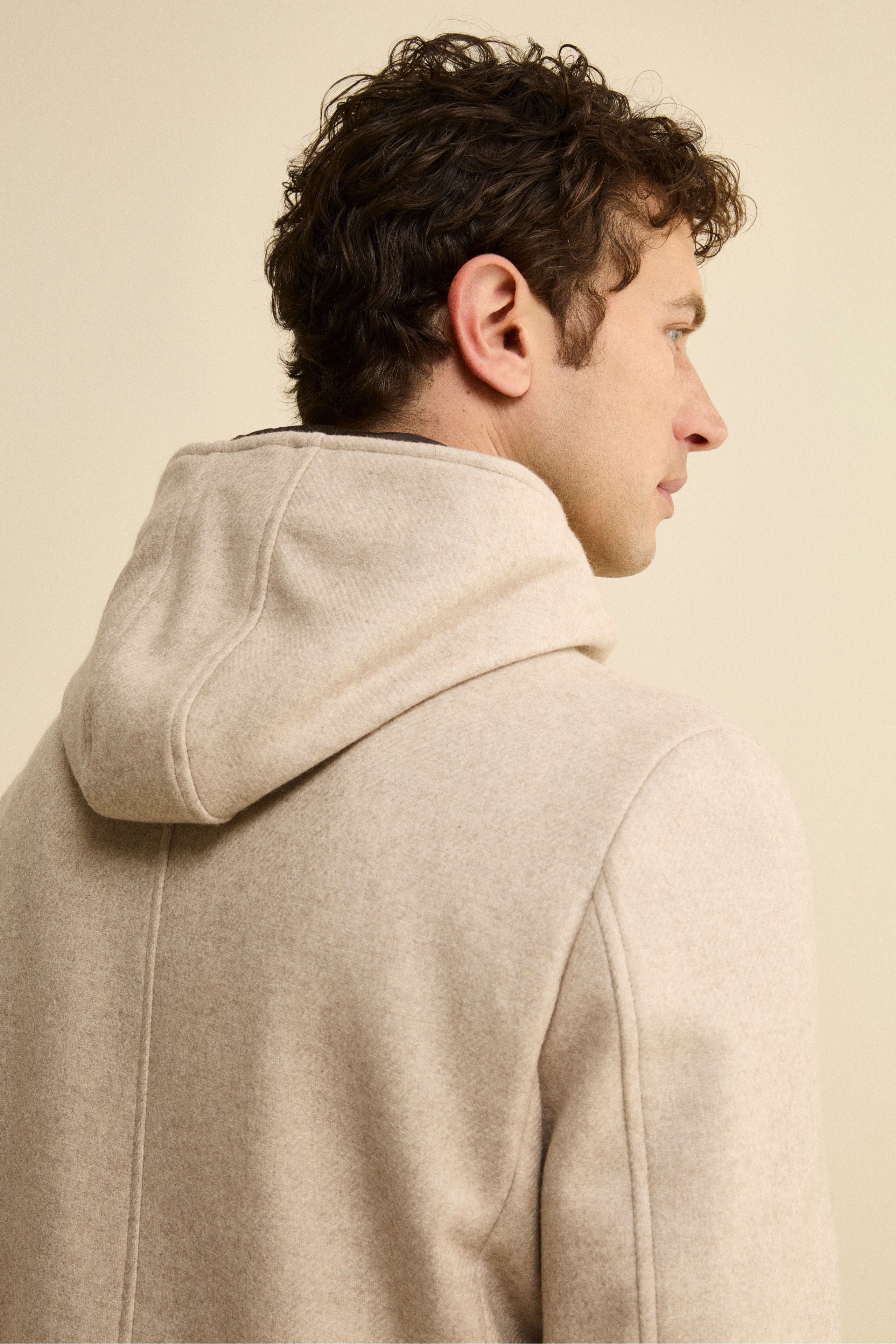 Cappotto Twill in Misto Lana con Zip e Cappuccio - TORTORA