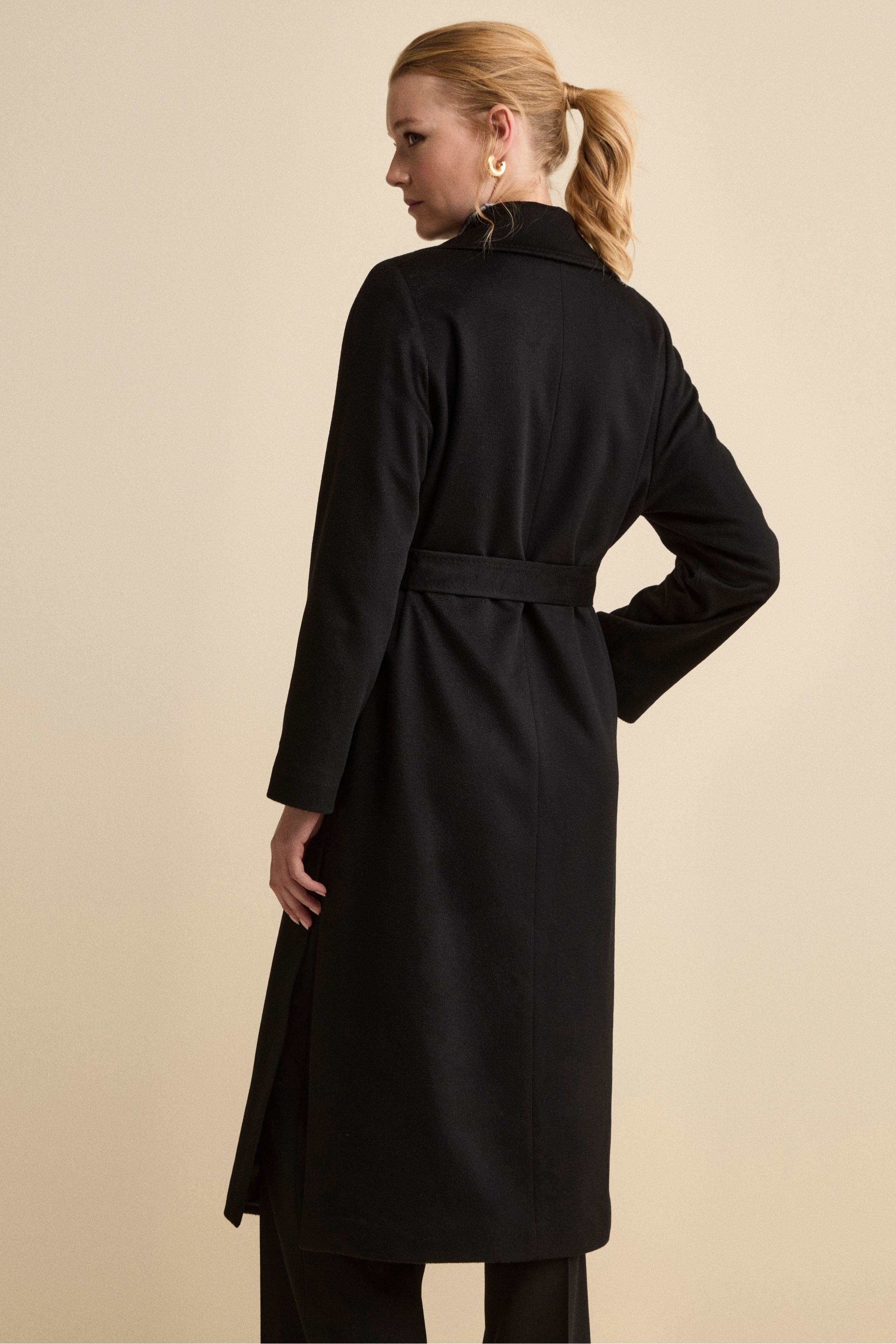 Cappotto Vestaglia Lungo in Cashmere - NERO