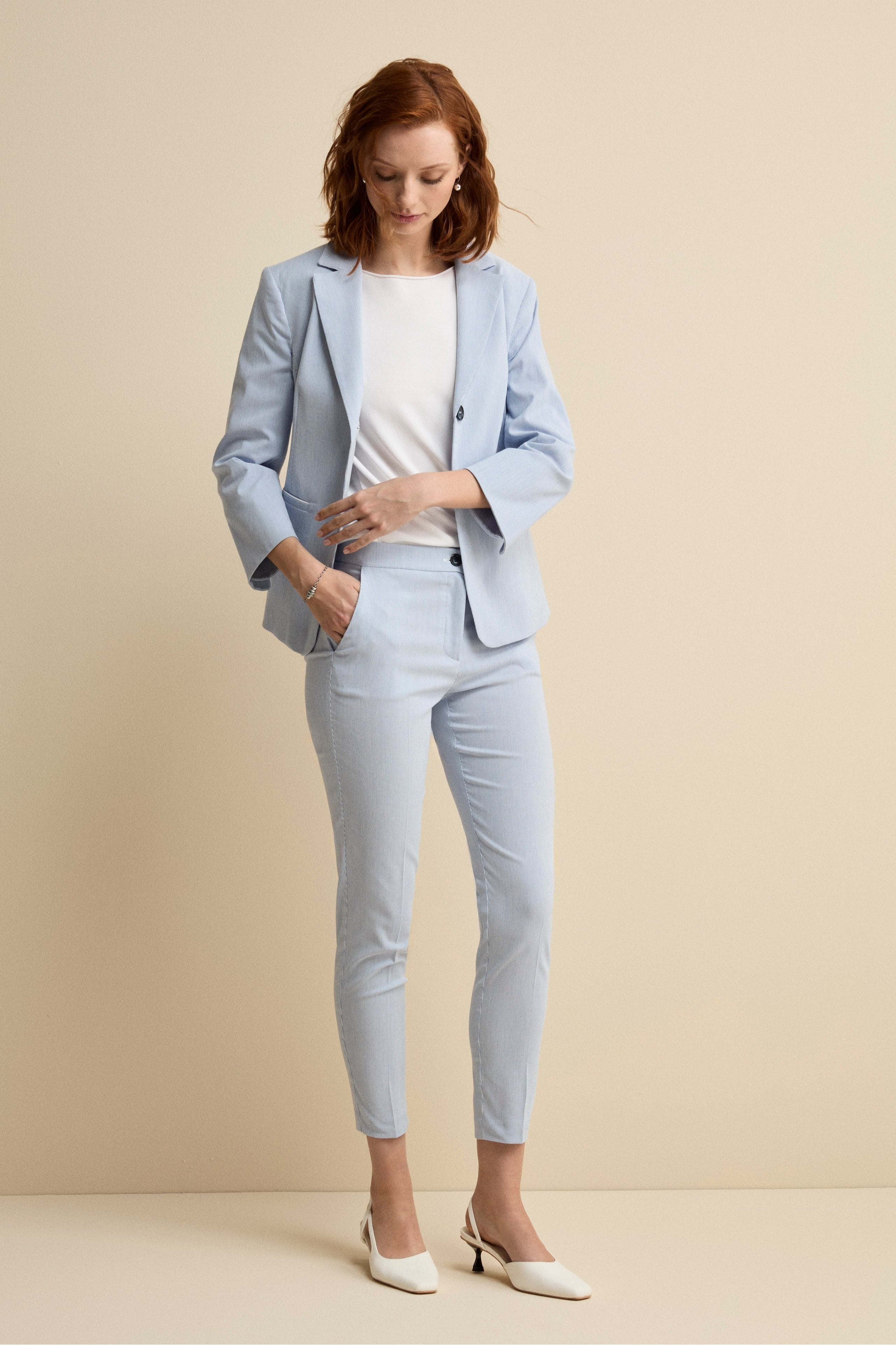 Giacca Fantasia in Bengalina - BLU RIGATO