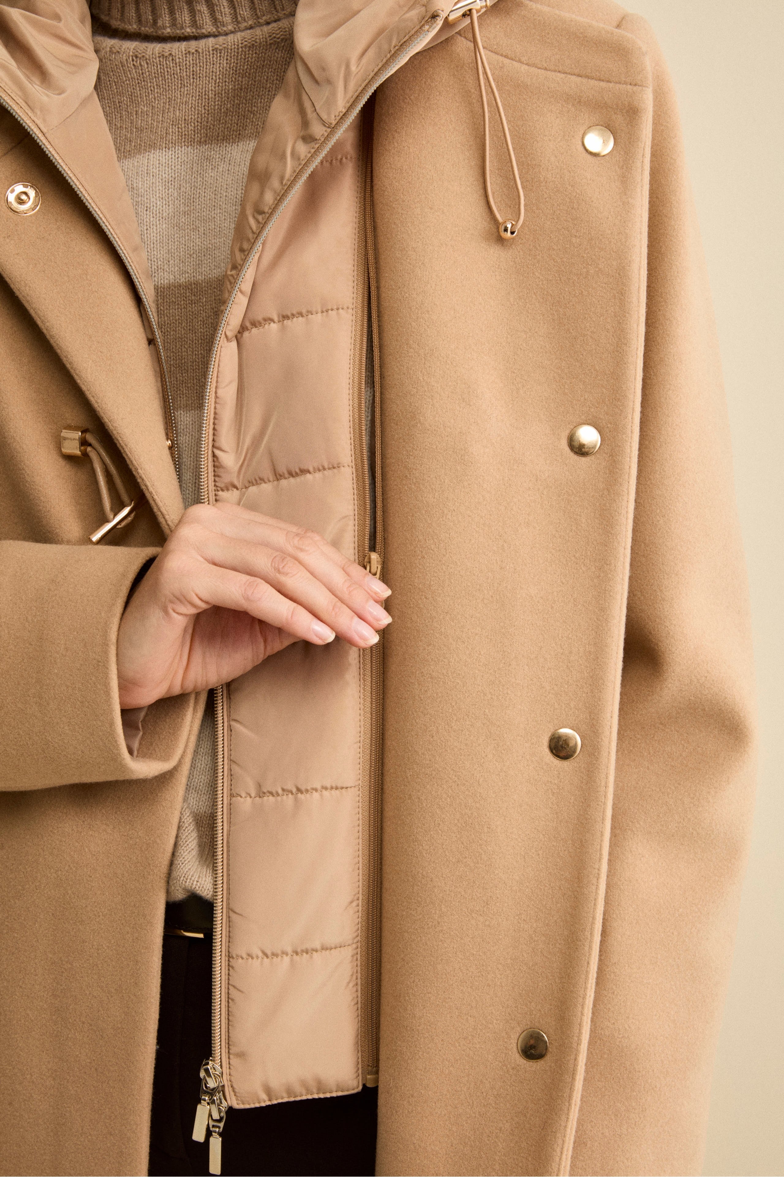 Cappotto Midi in Misto Lana con Alamaro - CAMMELLO
