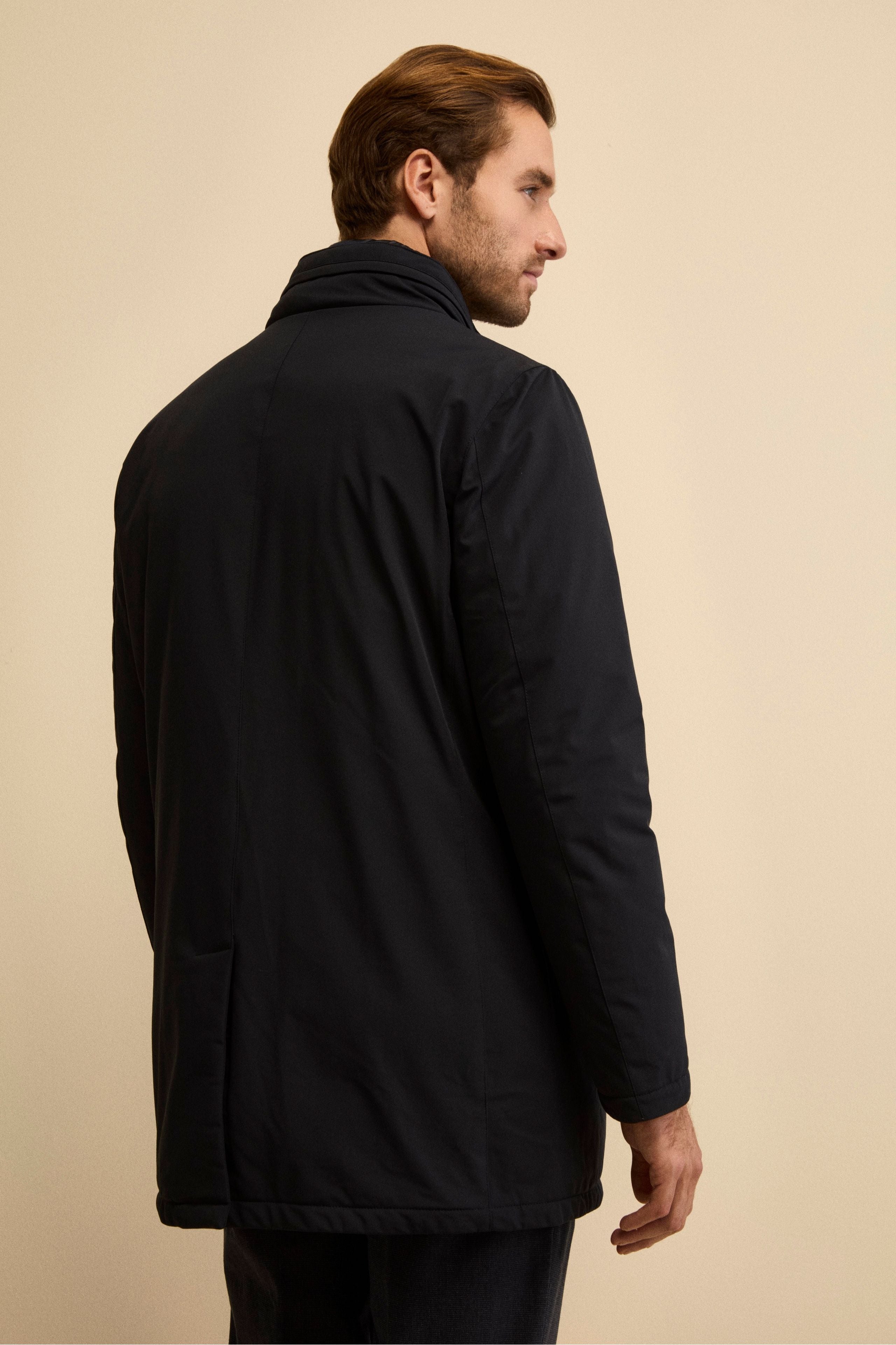 Giaccone Midi Imbottito con Pettorina - BLU