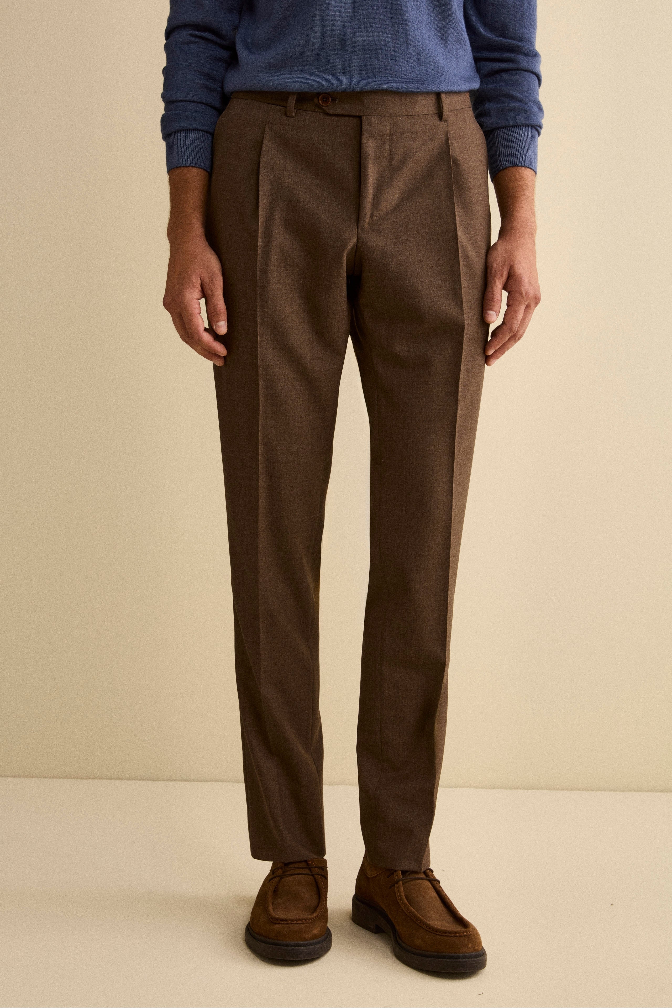 Abito Semifoderato Monopetto in Lana Vergine - NOCCIOLA