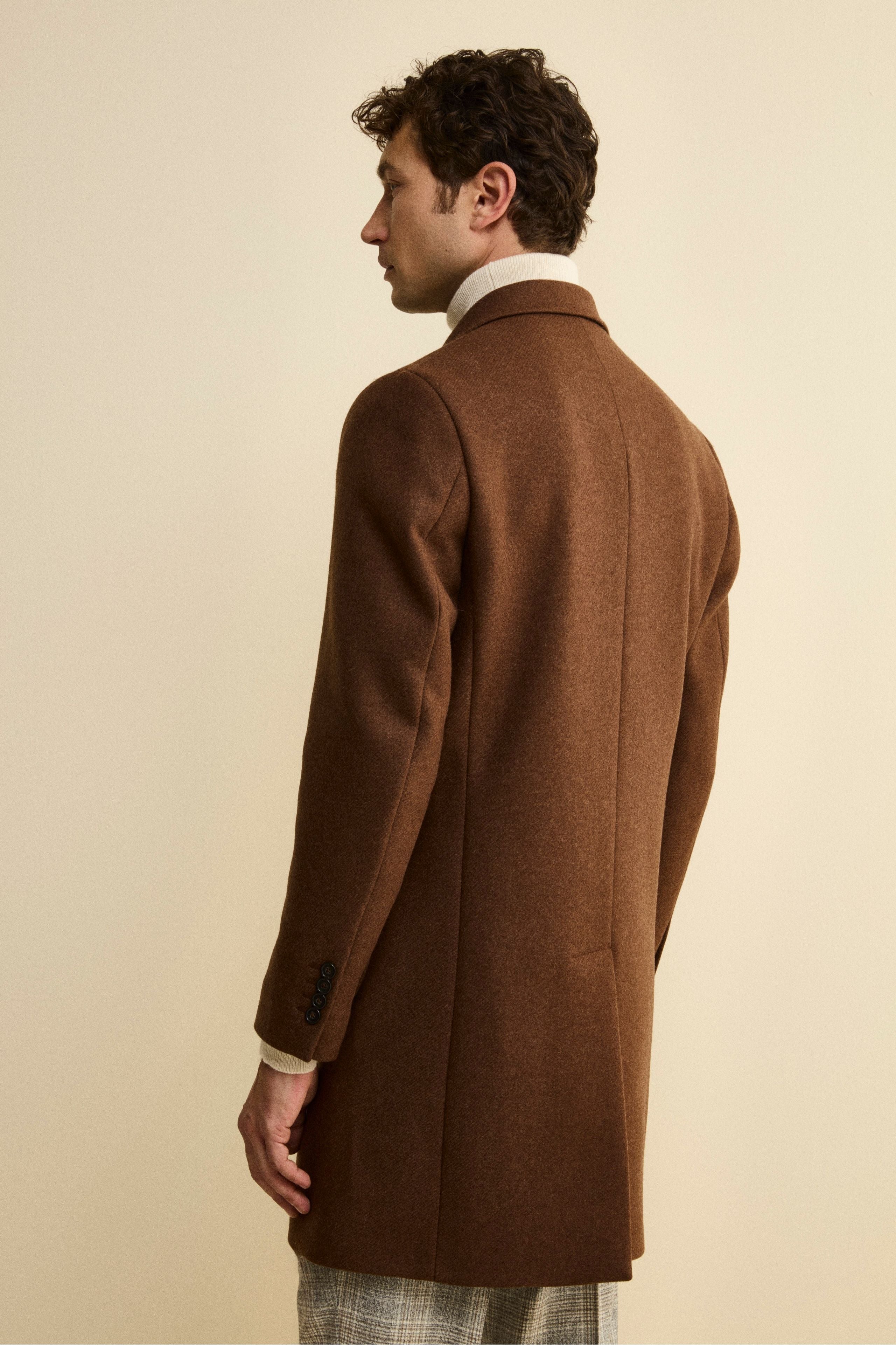 Cappotto Twill in Lana - MARRONE