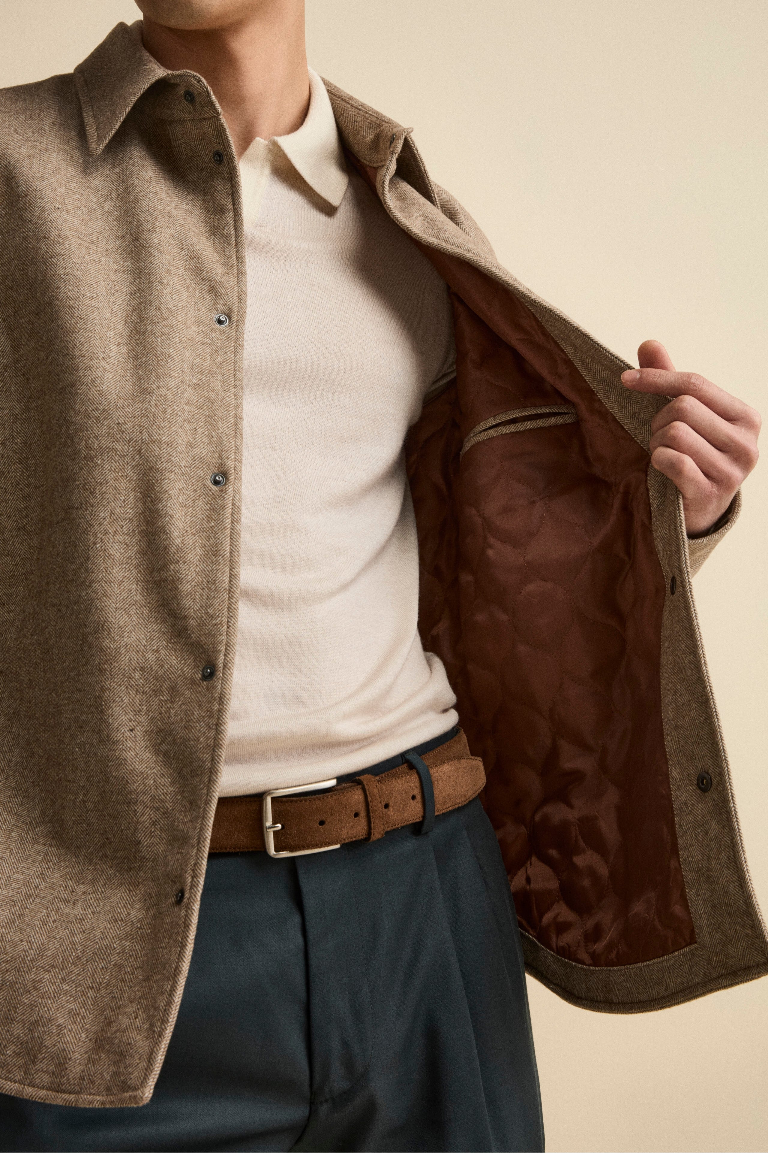 Giubbino Overshirt in Misto Lana - MARRONE SPIGATO