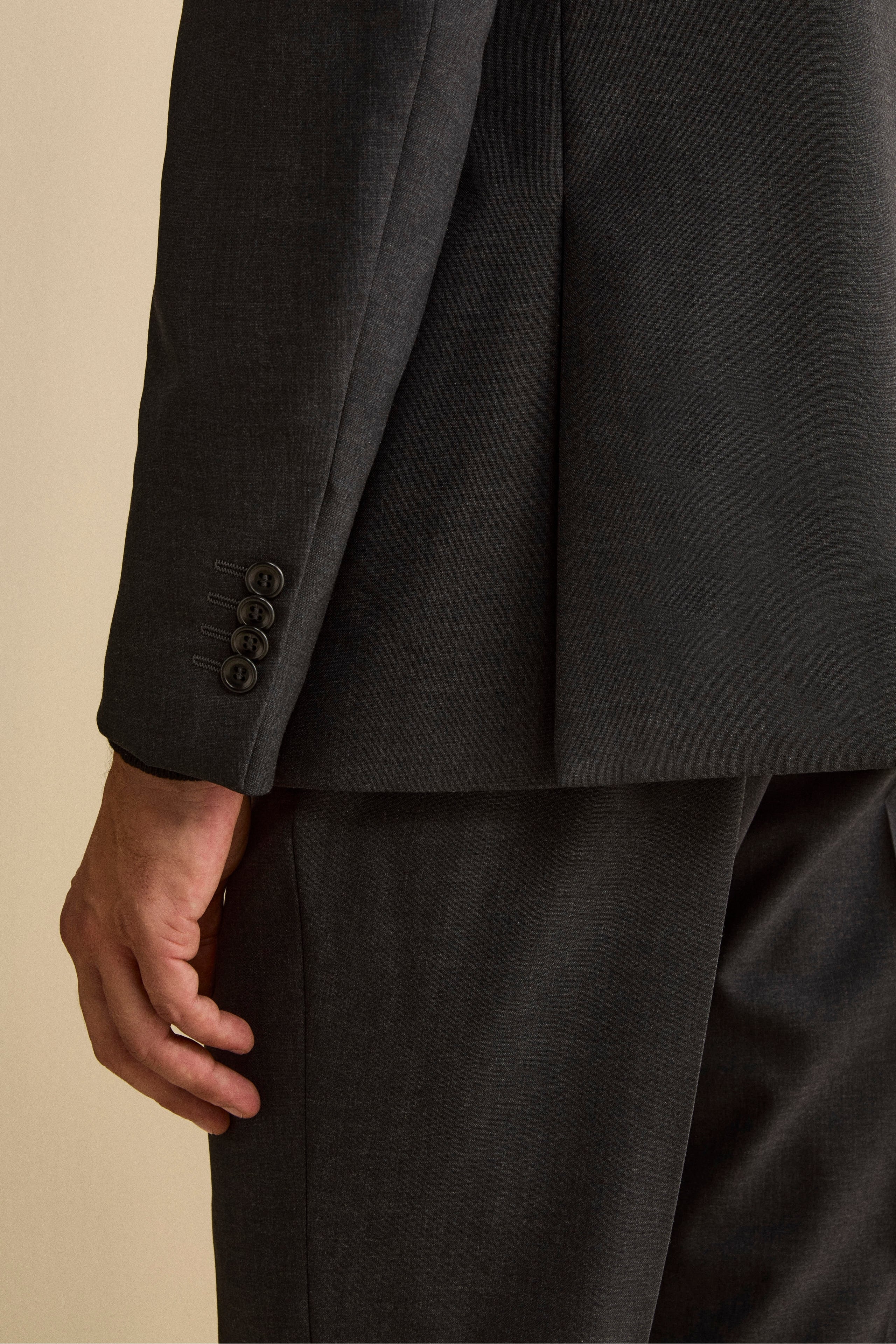 Abito Slim Fit Monopetto Revers a Lancia in Lana Vergine - ANTRACITE