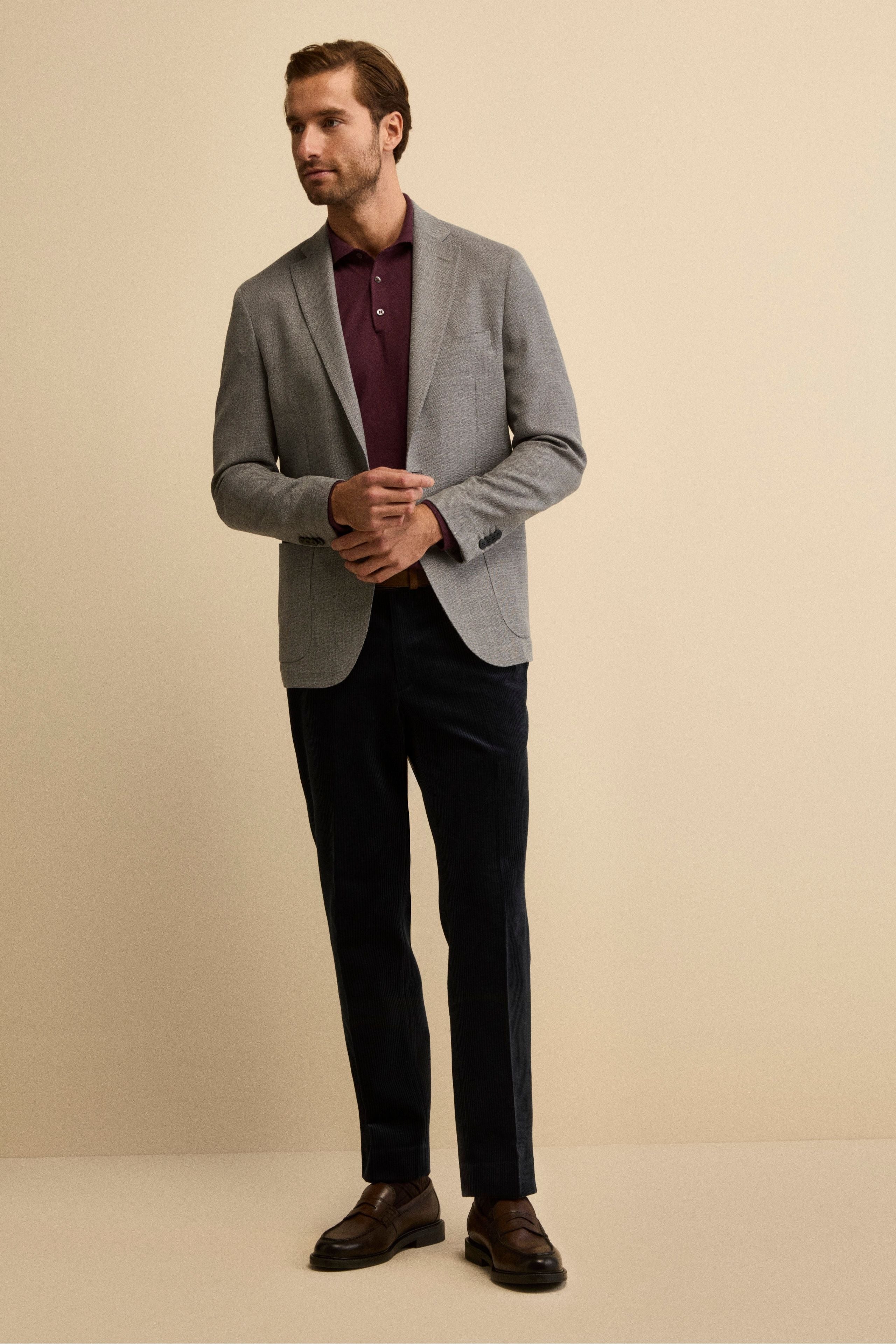 Giacca Slim Fit Monopetto in Lana Vergine - GRIGIO CHIARO