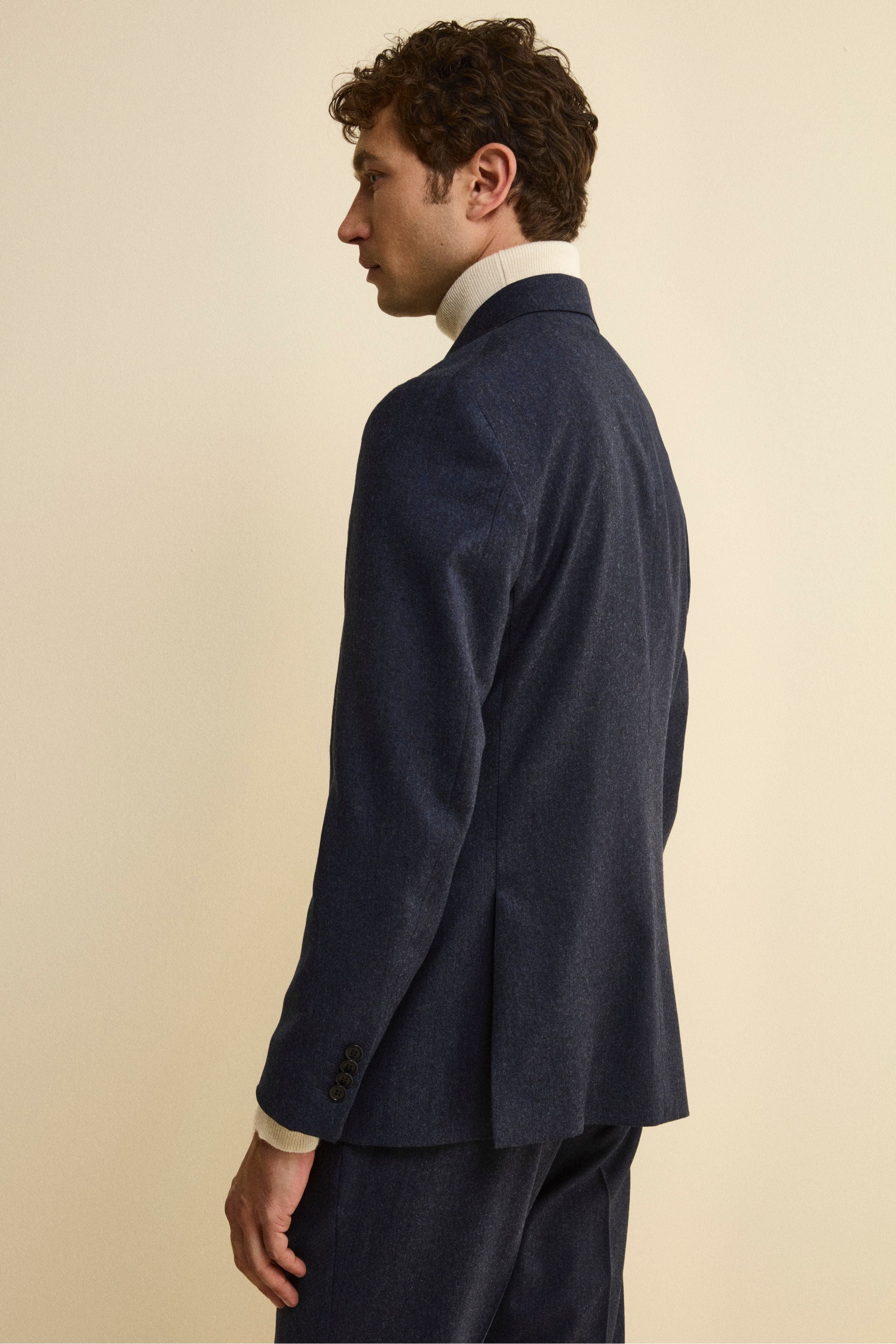 Abito Slim Fit in Misto Cashmere - BLU