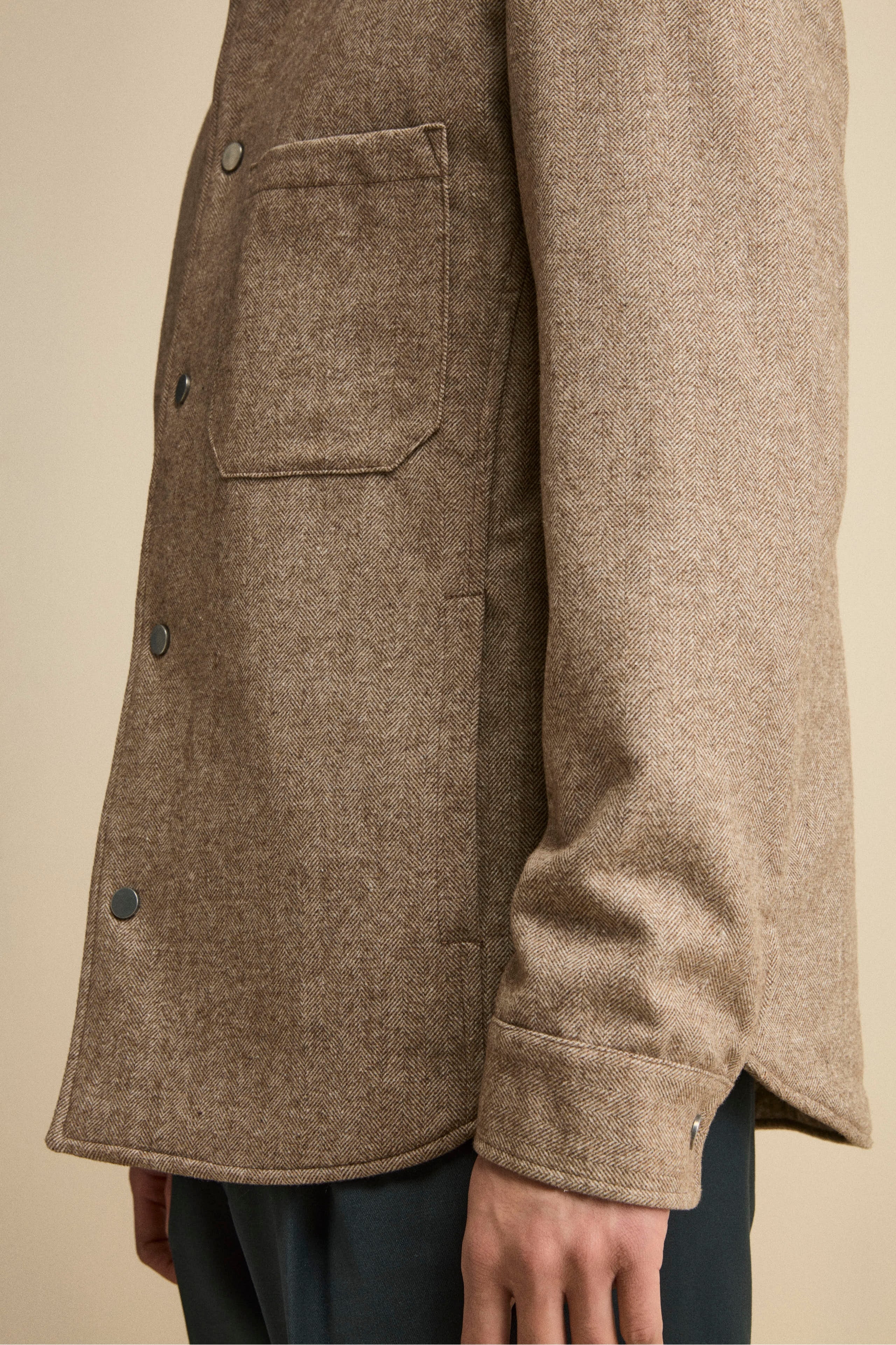 Giubbino Overshirt in Misto Lana - MARRONE SPIGATO